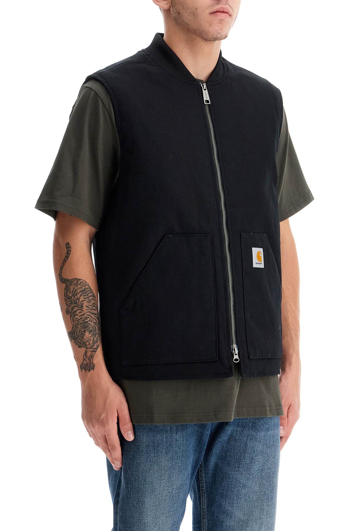 Shop Carhartt Classic Padded Cotton Vest In Black