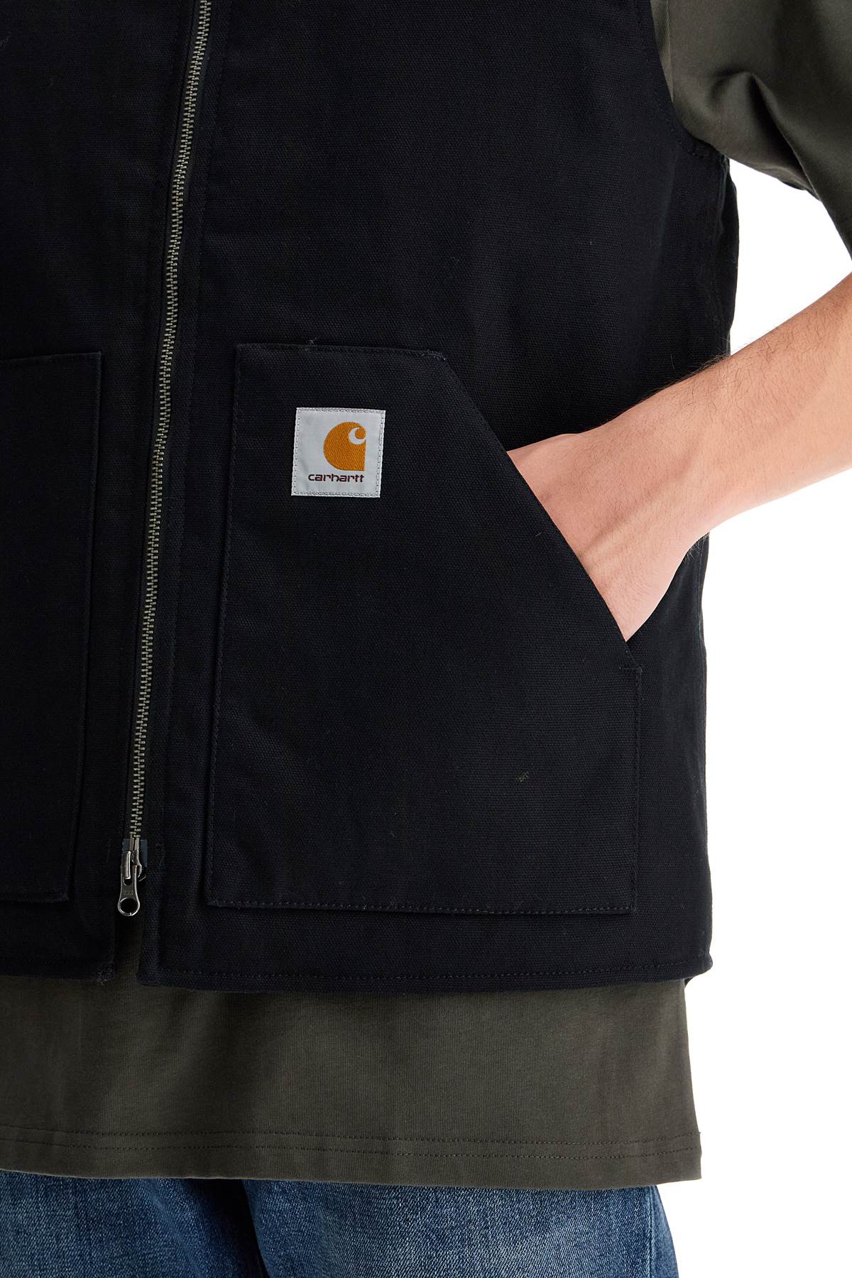 Shop Carhartt Classic Padded Cotton Vest In Black