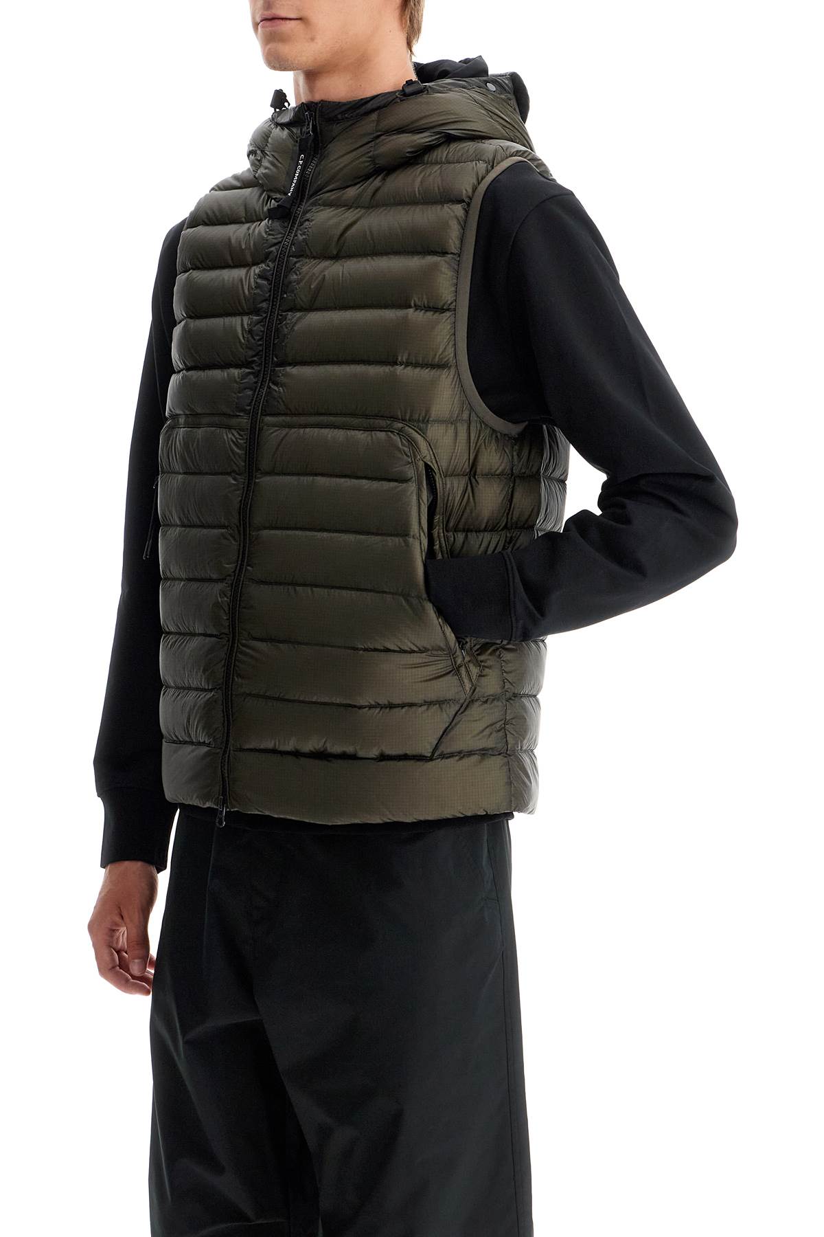 Shop C.p. Company Padded Goggle Vest In Khaki