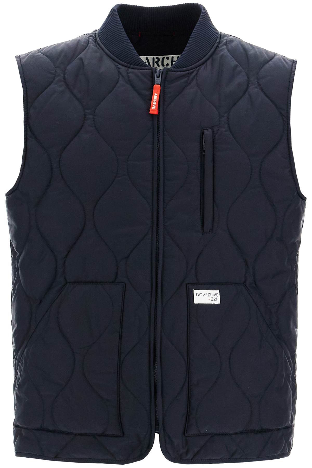 Shop Fay Archive Quilted Nylon Vest In Blue