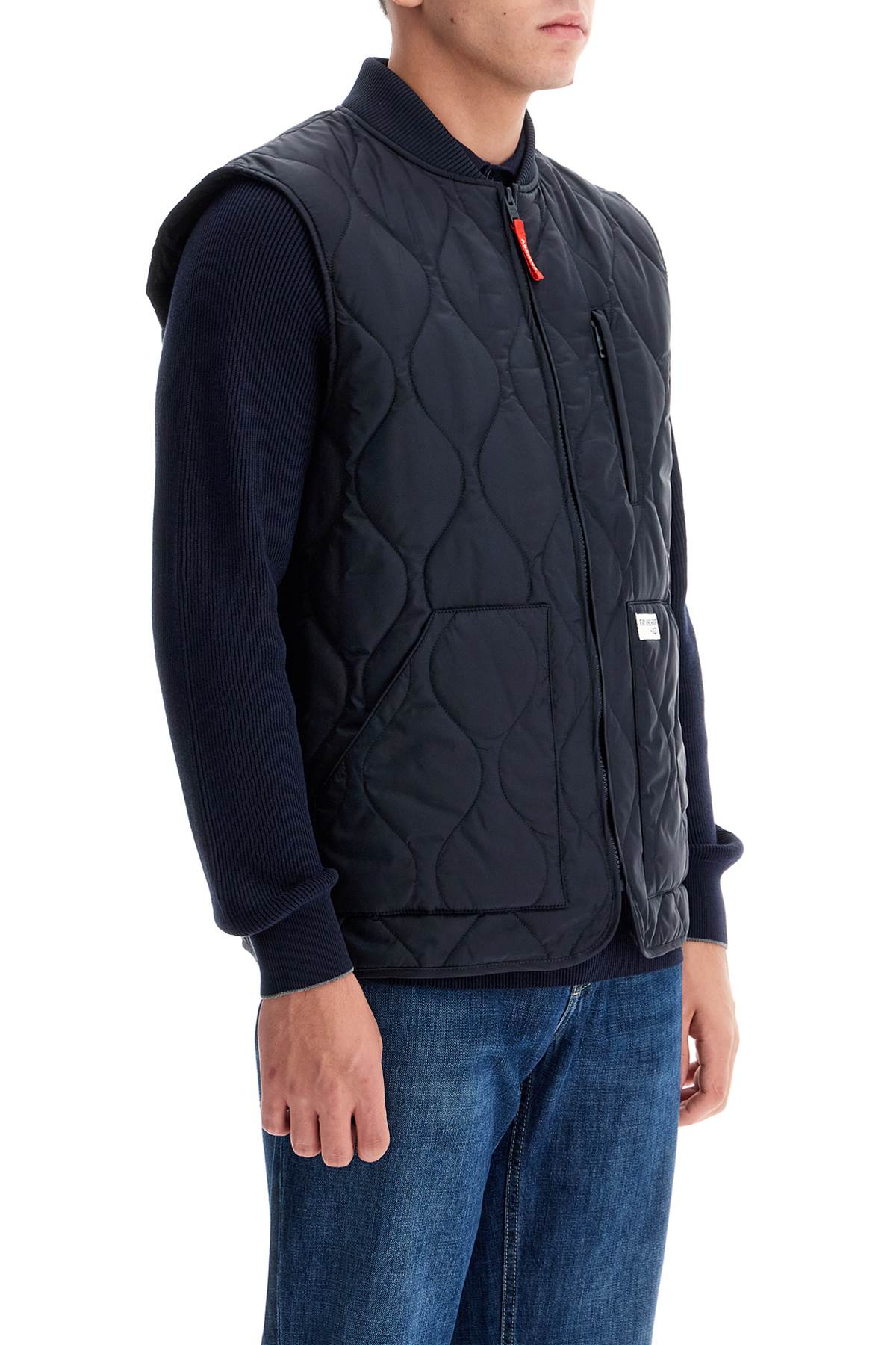 Shop Fay Archive Quilted Nylon Vest In Blue