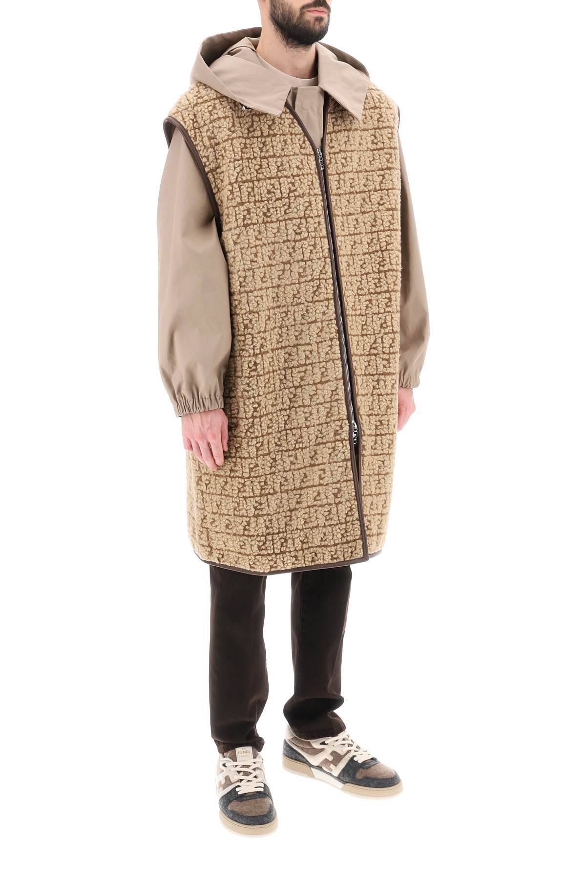 Shop Fendi Ff Teddy Maxi Vest In Brown,beige
