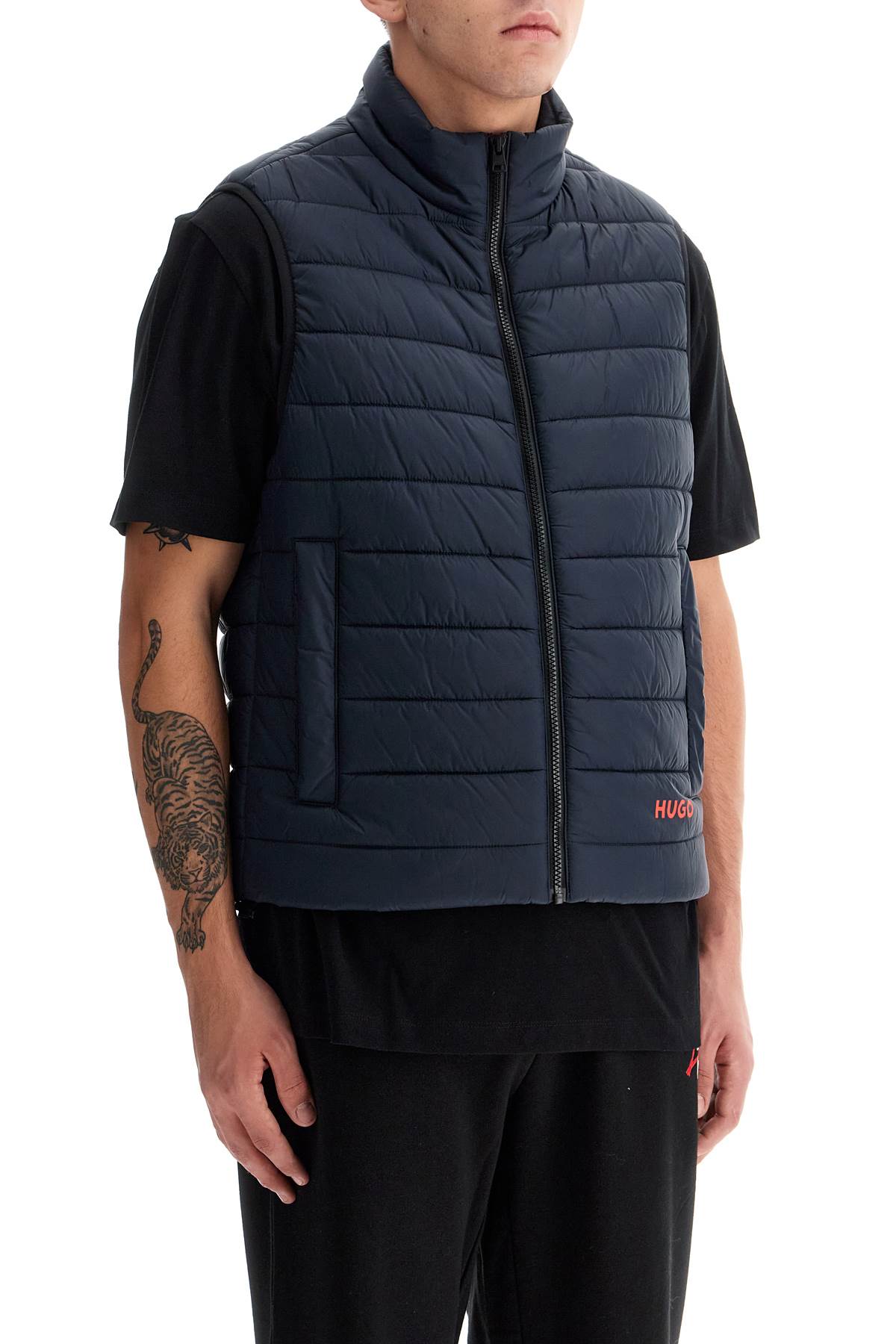 Shop Hugo Padded Brentino Vest In Blue