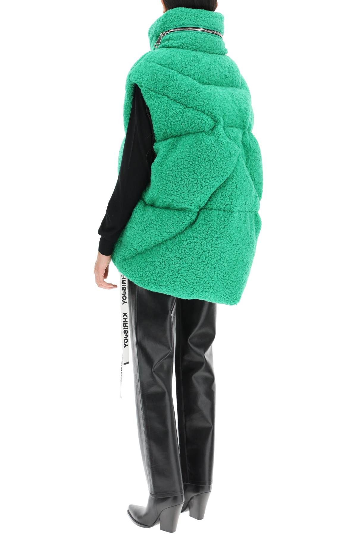 Shop Khrisjoy Padded Fleece Vest In Green