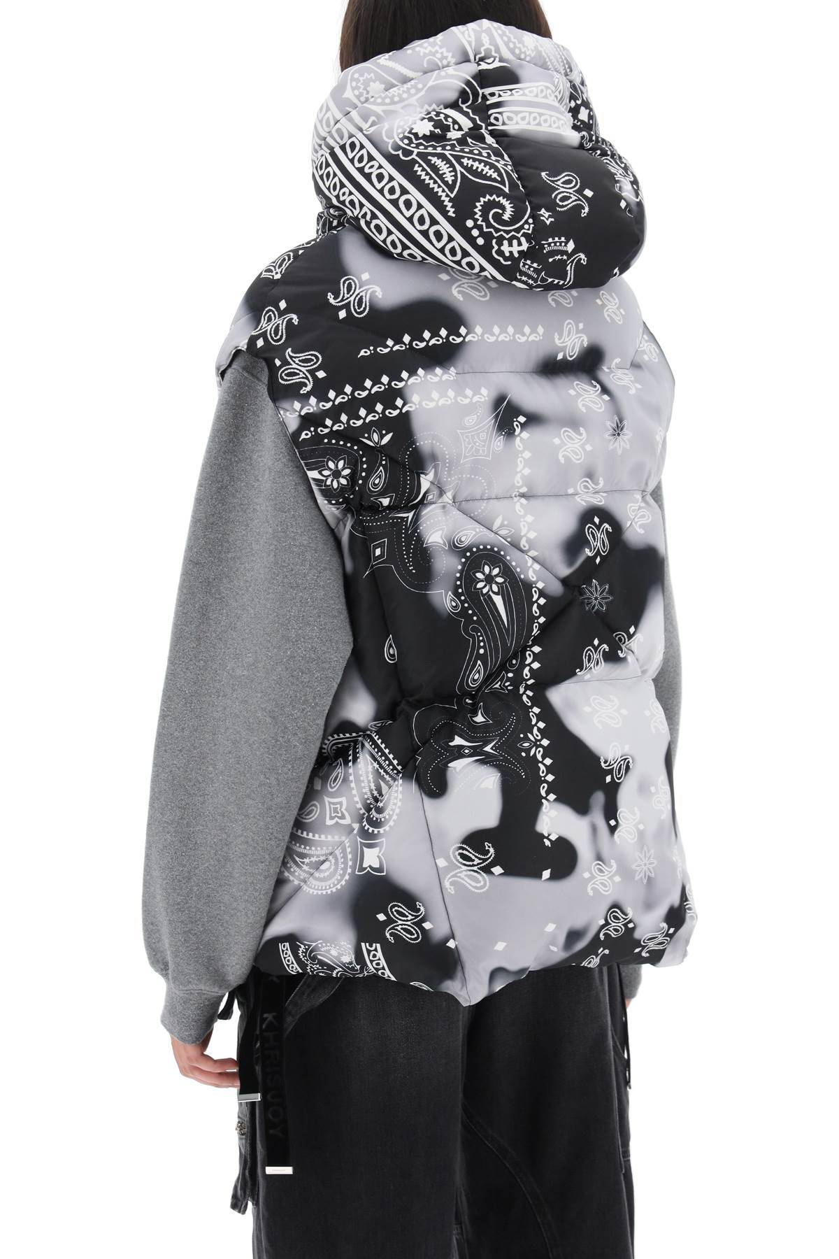 Shop Khrisjoy Bandana Print Iconic Down Vest In Grey,black