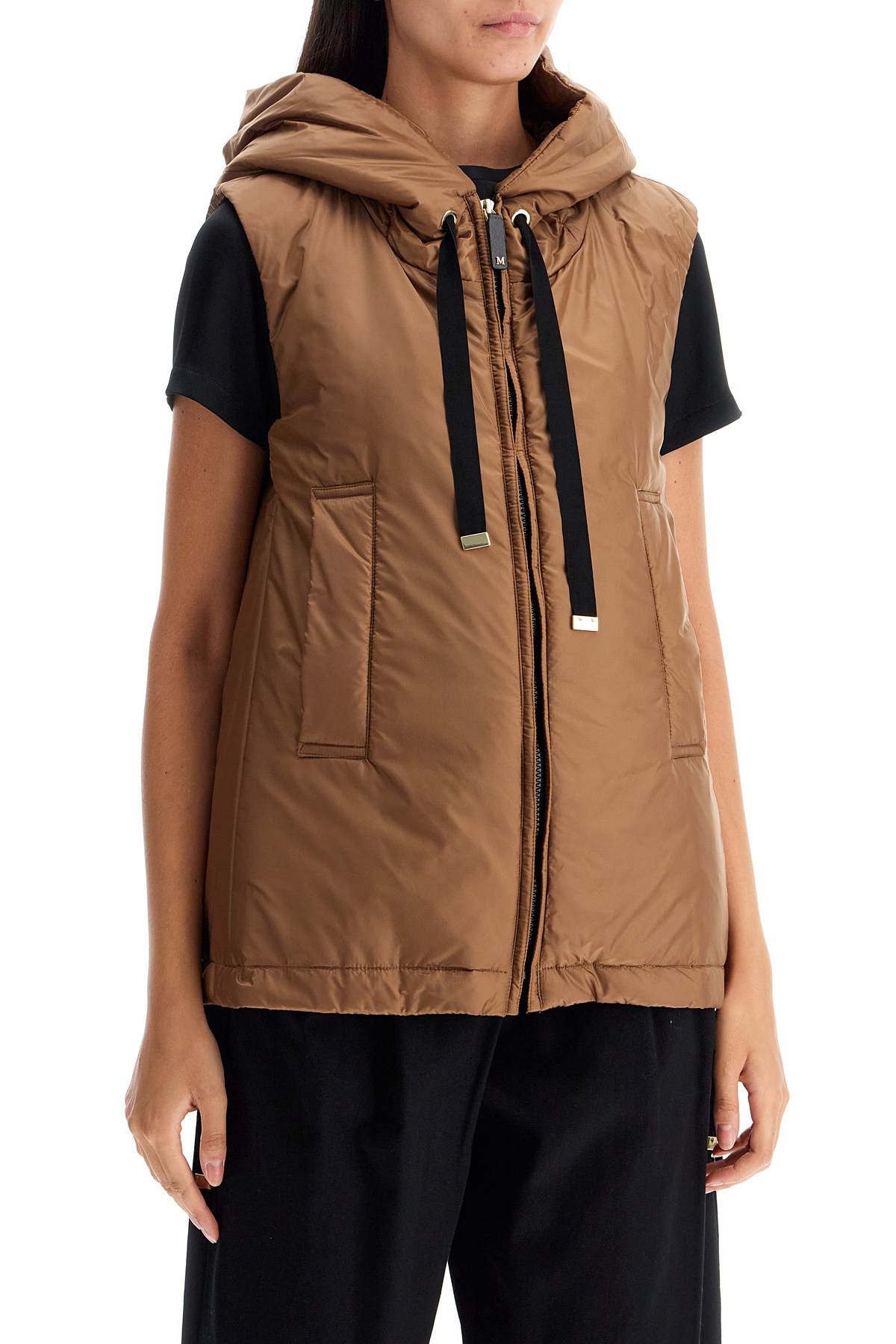 Shop Max Mara The Cube Greengo Padded Vest In Brown