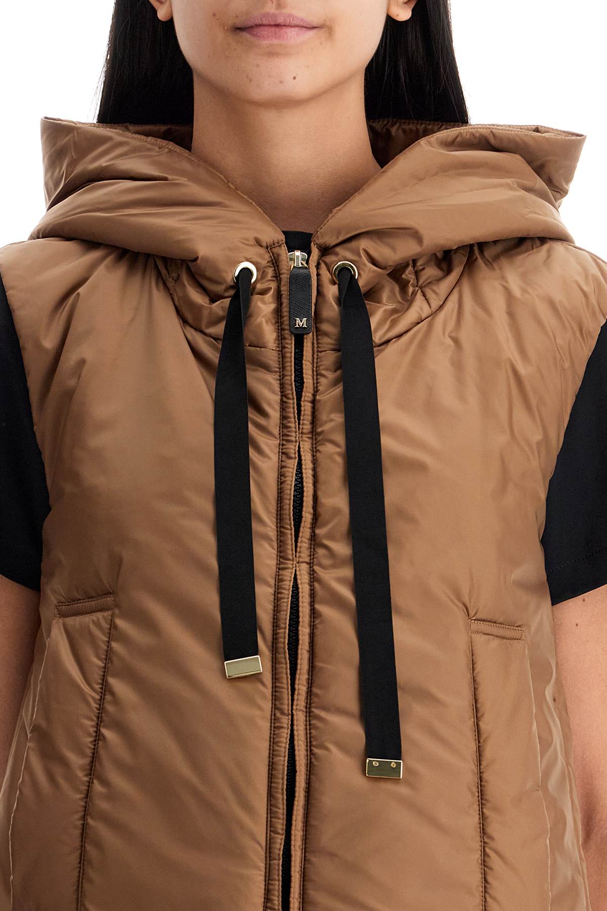 Shop Max Mara The Cube Greengo Padded Vest In Brown