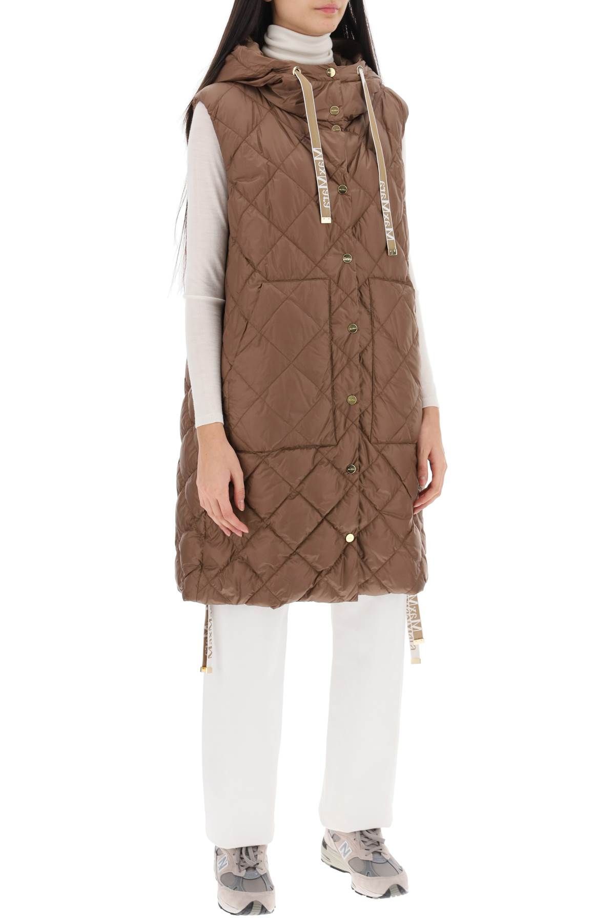 Shop Max Mara The Cube Sisoft Quilted Vest In Brown