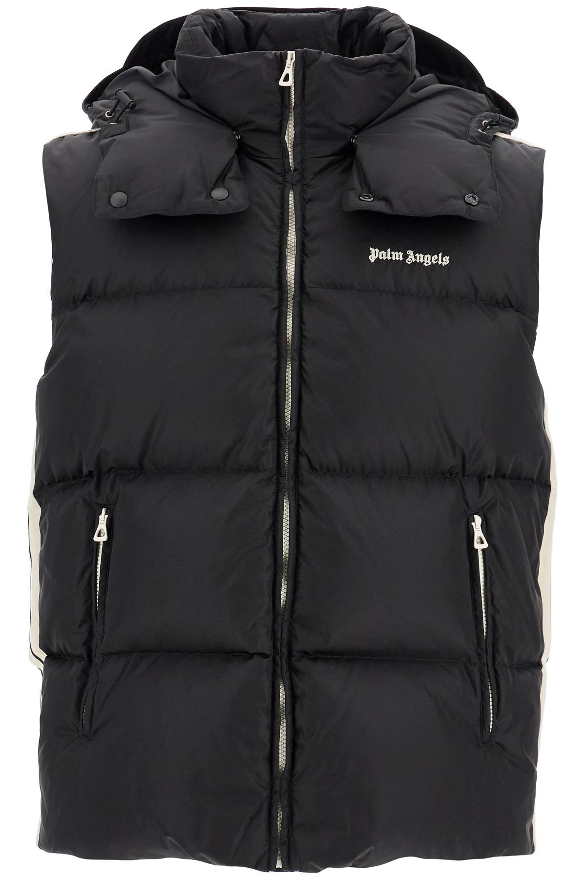 Shop Palm Angels Sleeveless Down Jacket With Contrasting In Black