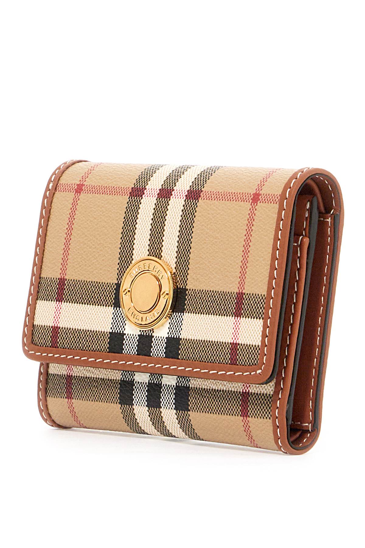 Shop Burberry Book Wallet In Faux Leather In Beige