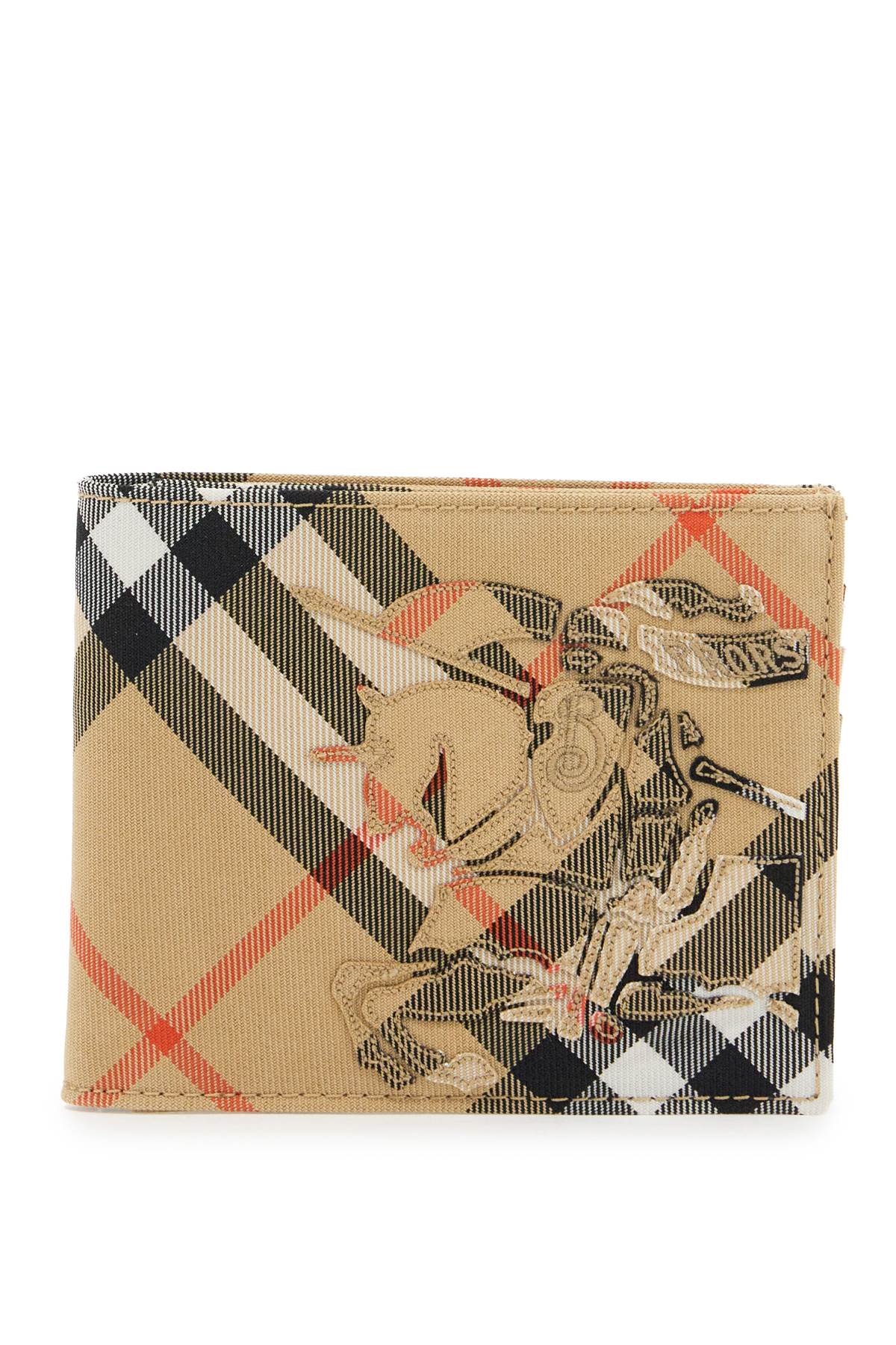 Shop Burberry Bi-fold Check Wallet With Ekd In Beige