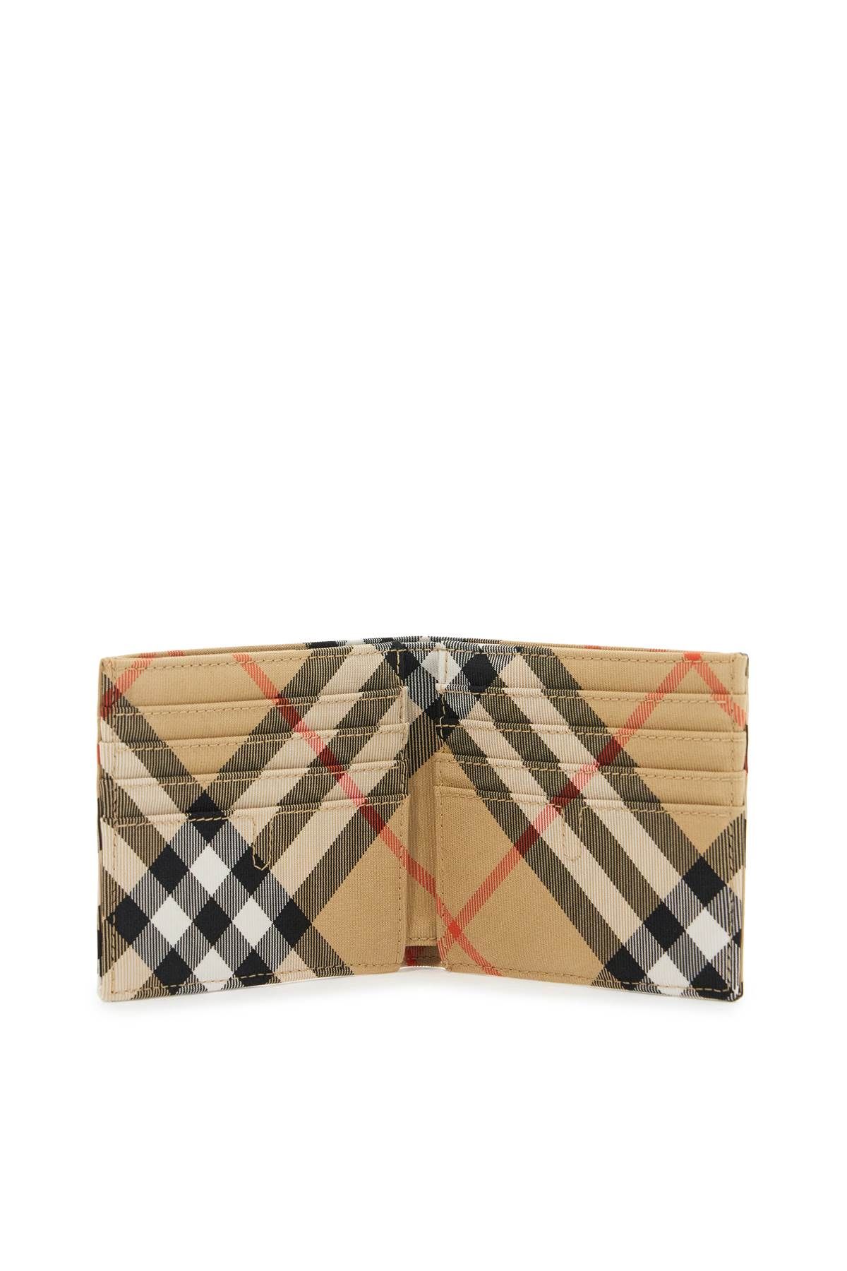 Shop Burberry Bi-fold Check Wallet With Ekd In Beige