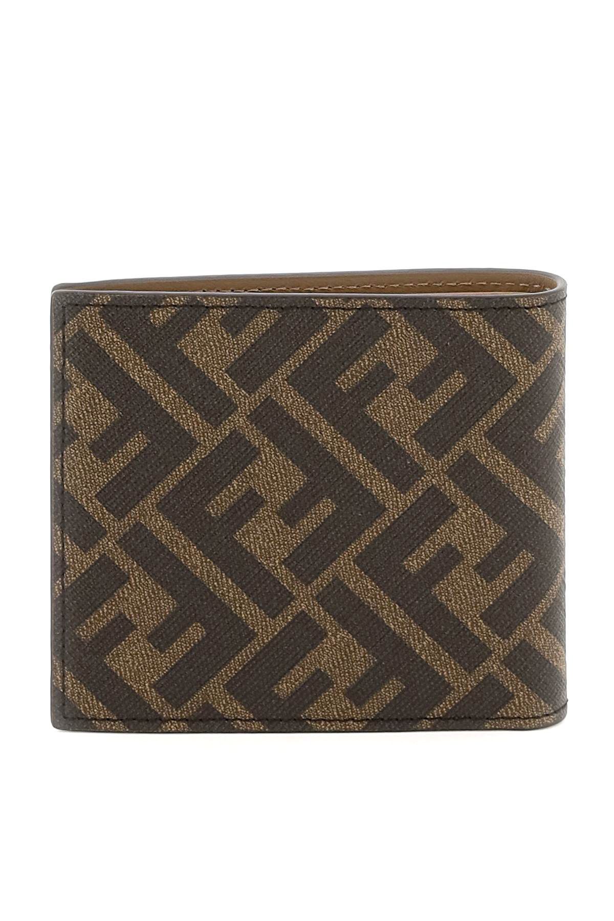 Shop Fendi Diagonal Bi-fold Wallet In Brown