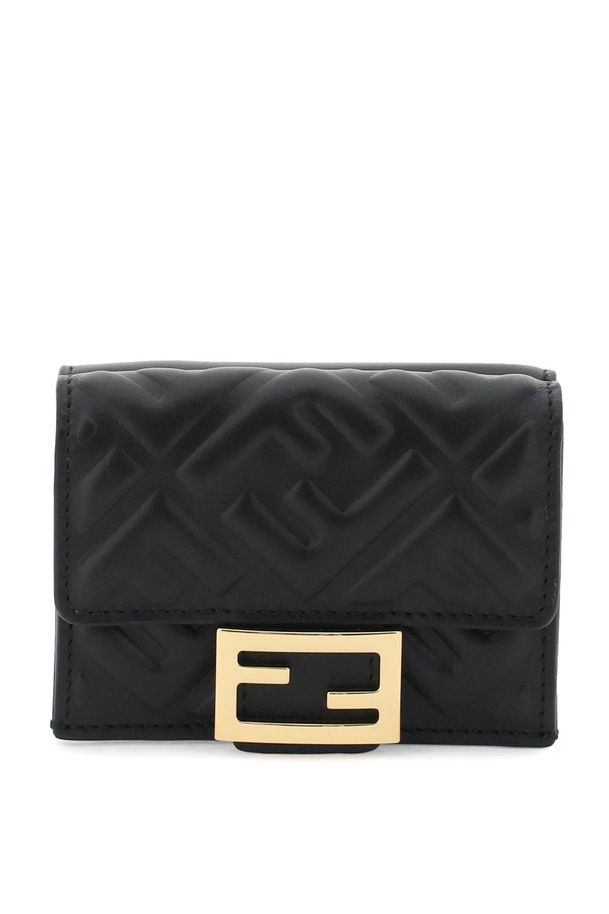 Shop Fendi Tri-fold Micro Wallet In Black