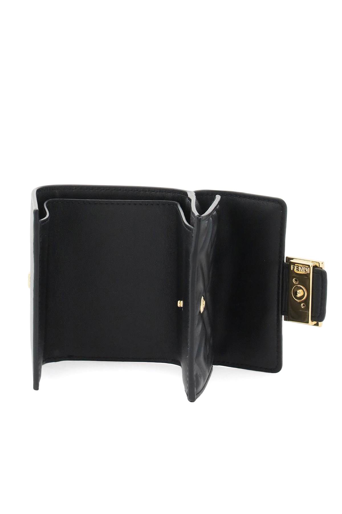 Shop Fendi Tri-fold Micro Wallet In Black