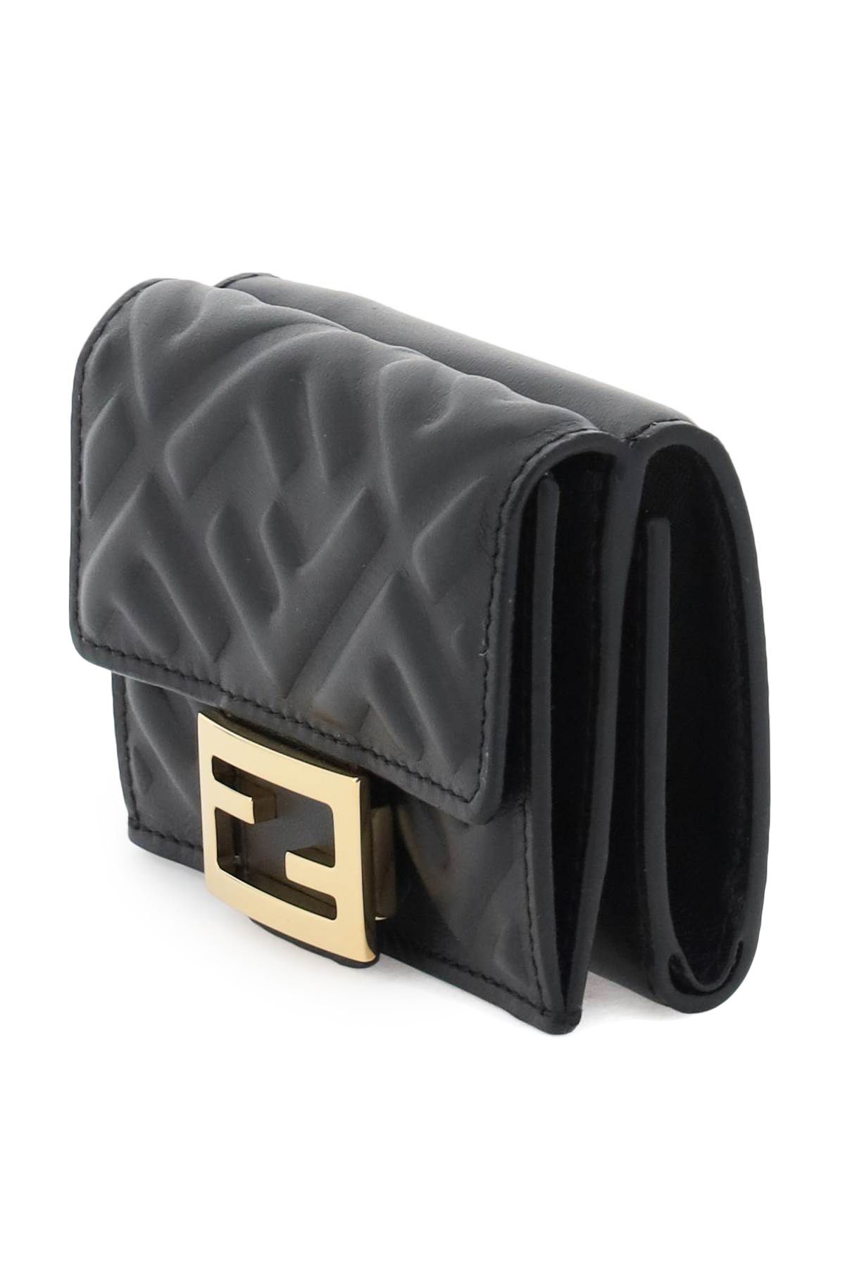 Shop Fendi Tri-fold Micro Wallet In Black