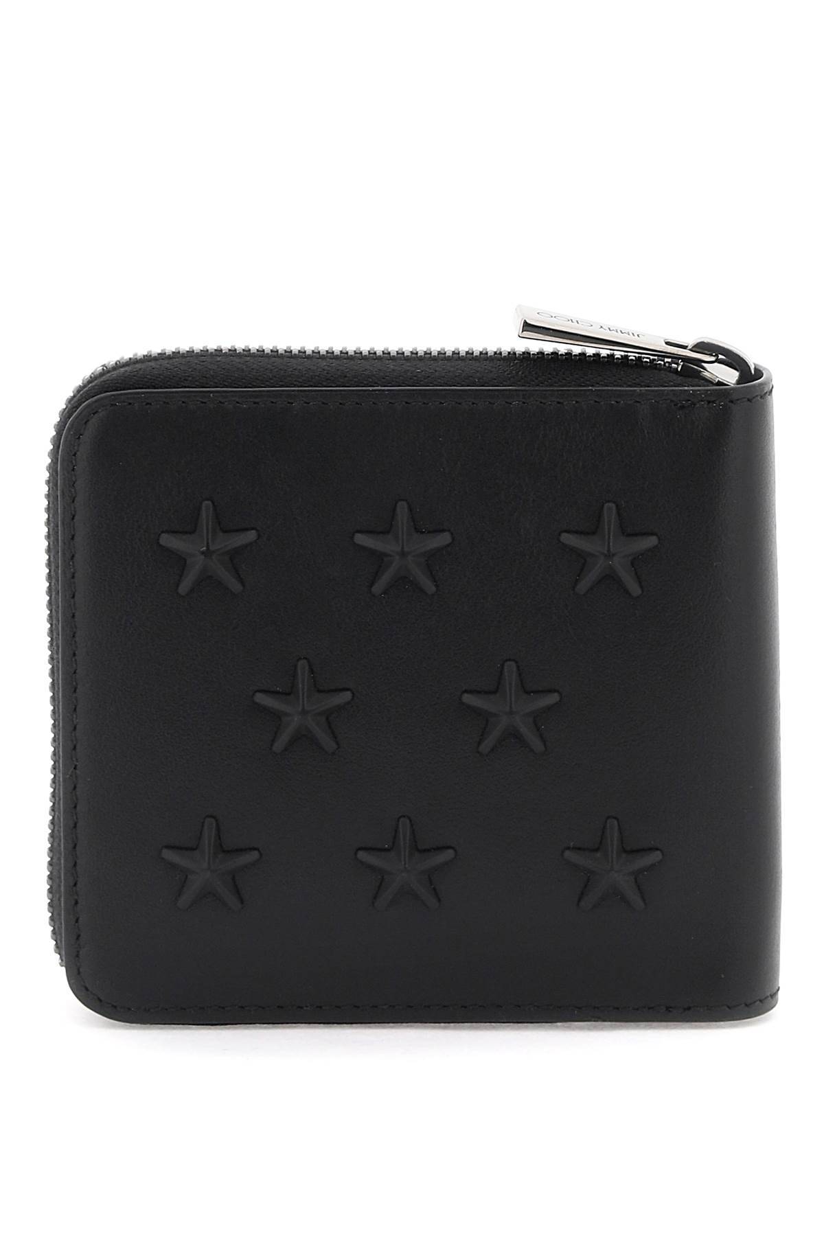 Shop Jimmy Choo Zip-around Wallet With Stars In Black