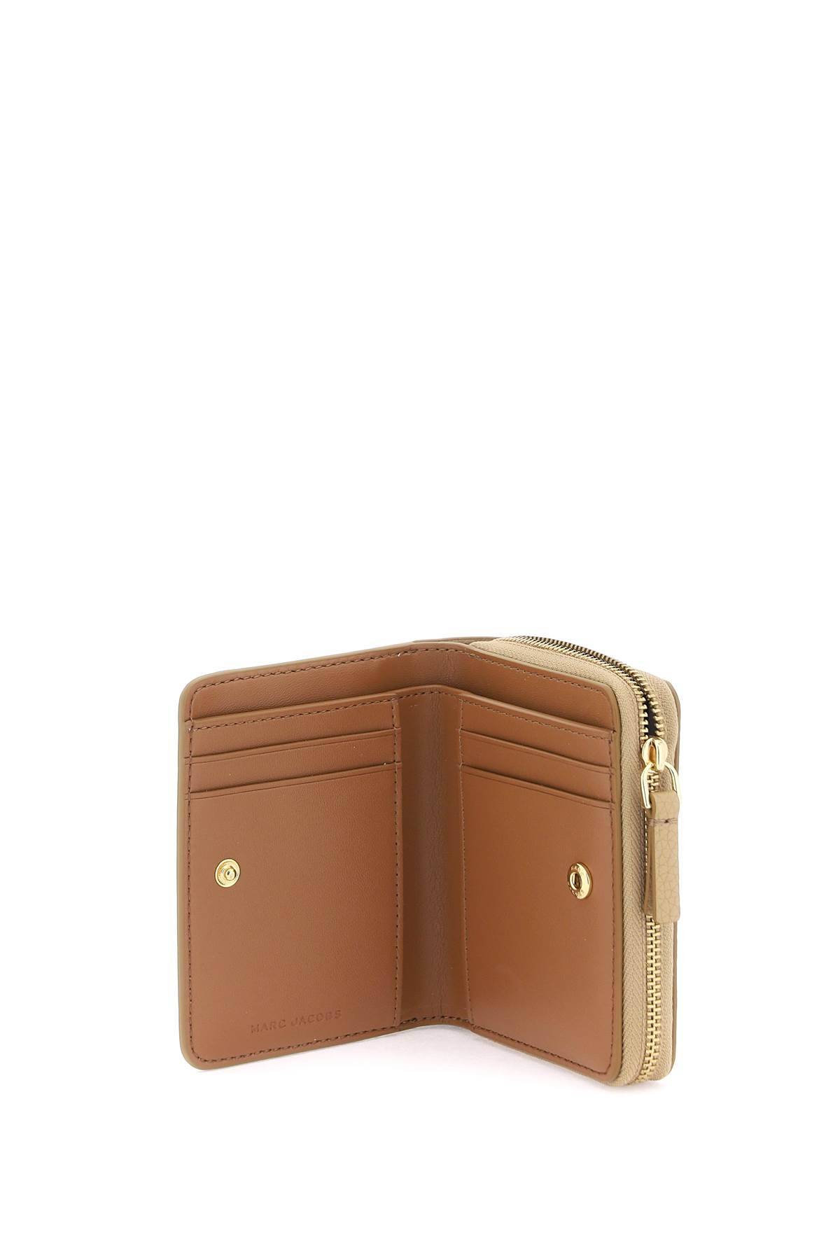Shop Marc Jacobs The Leather Mini Compact Wallet In Beige