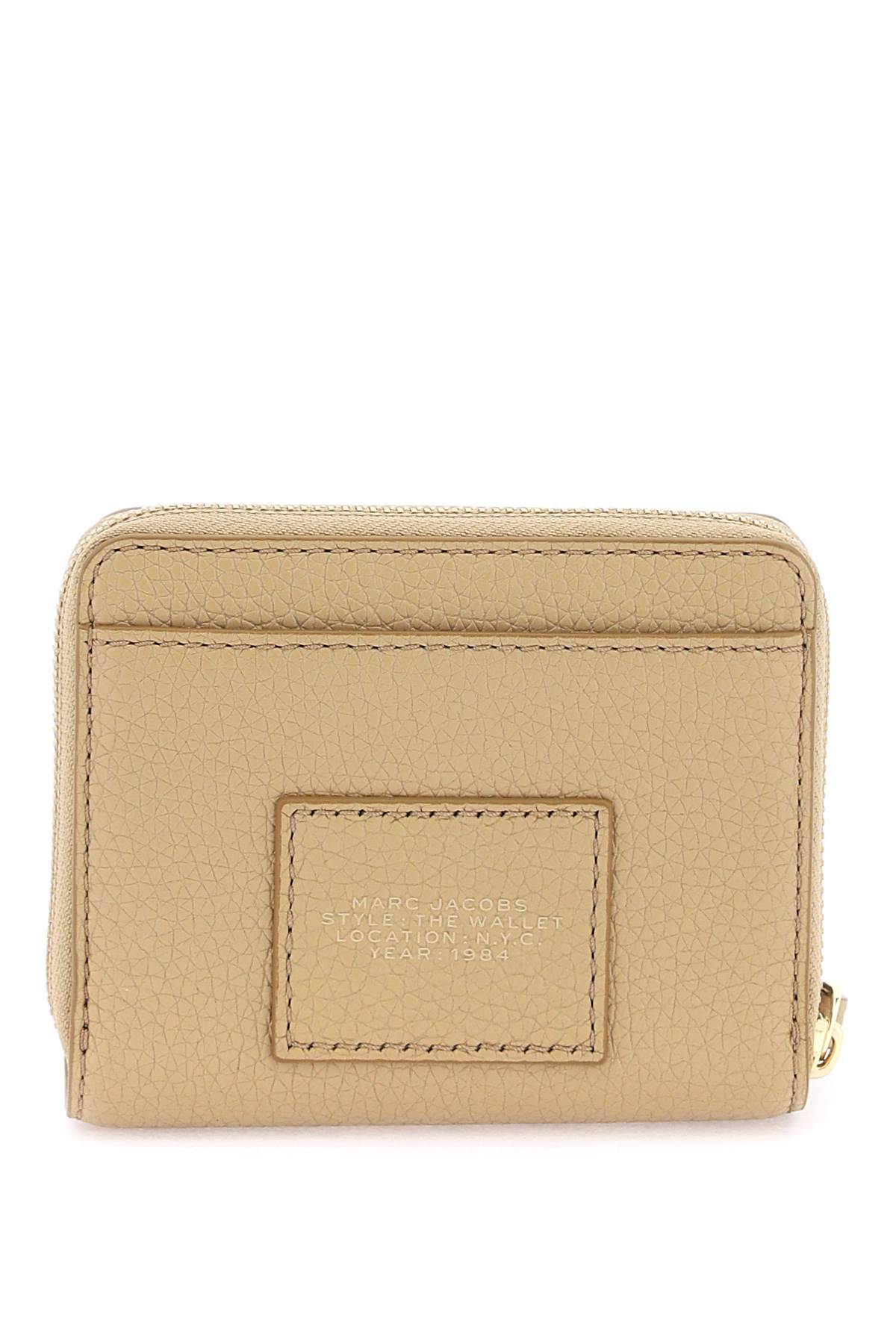 Shop Marc Jacobs The Leather Mini Compact Wallet In Beige