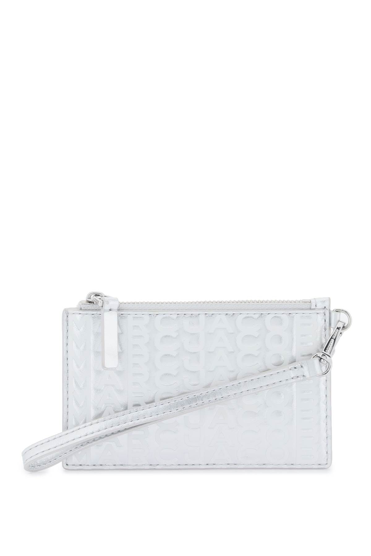 Shop Marc Jacobs The Metallic Top Zip Wristlet Wallet In Silver