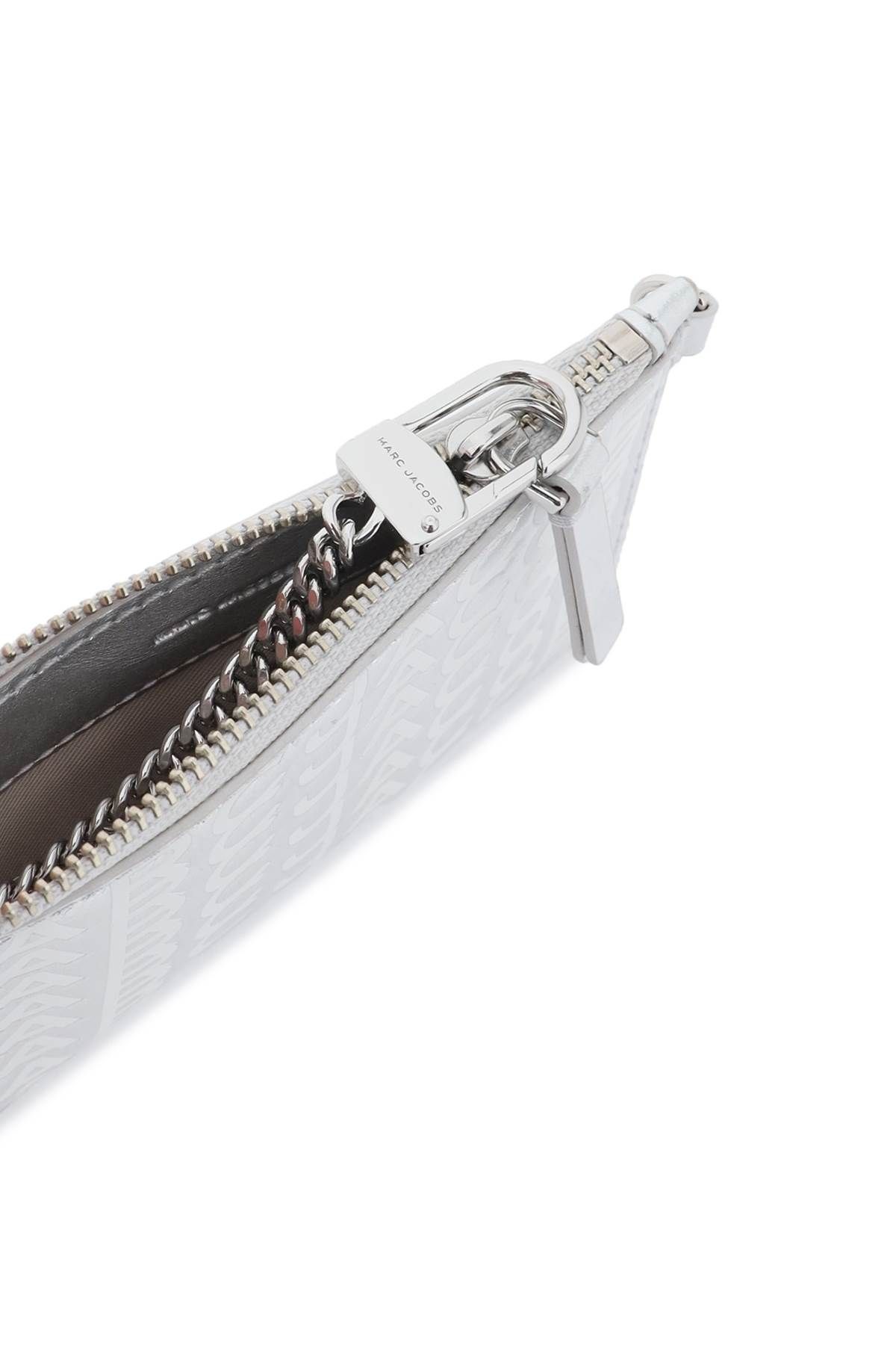 Shop Marc Jacobs The Metallic Top Zip Wristlet Wallet In Silver