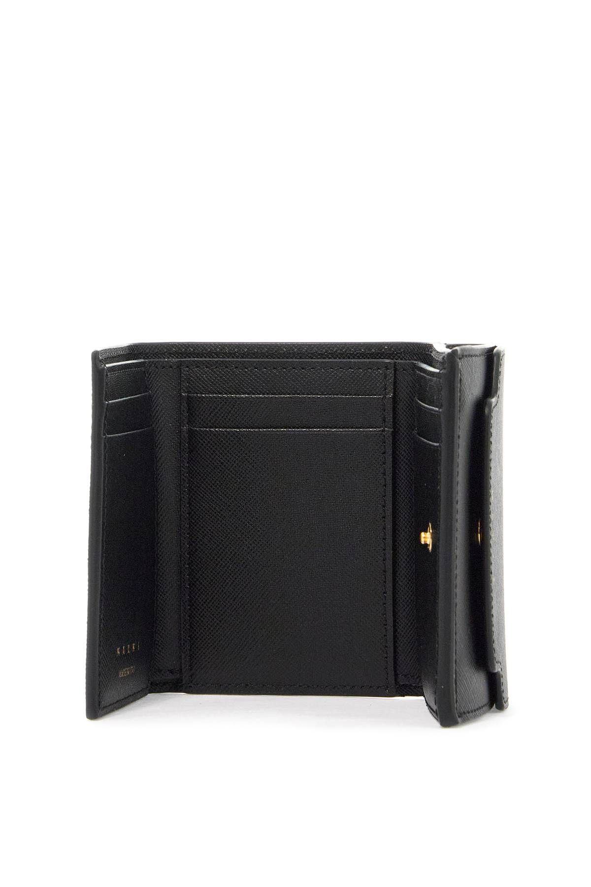 Shop Marni Saffiano Leather Tri-fold Wallet In Black