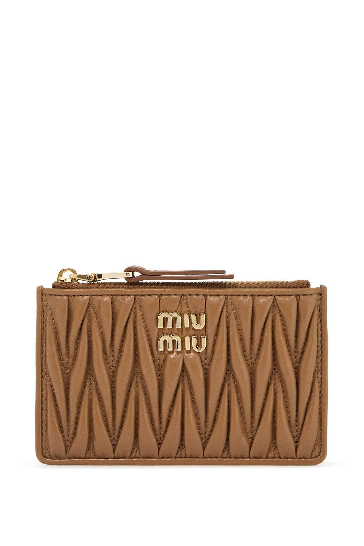 Shop Miu Miu Matelassé Nappa Leather Wallet In Brown