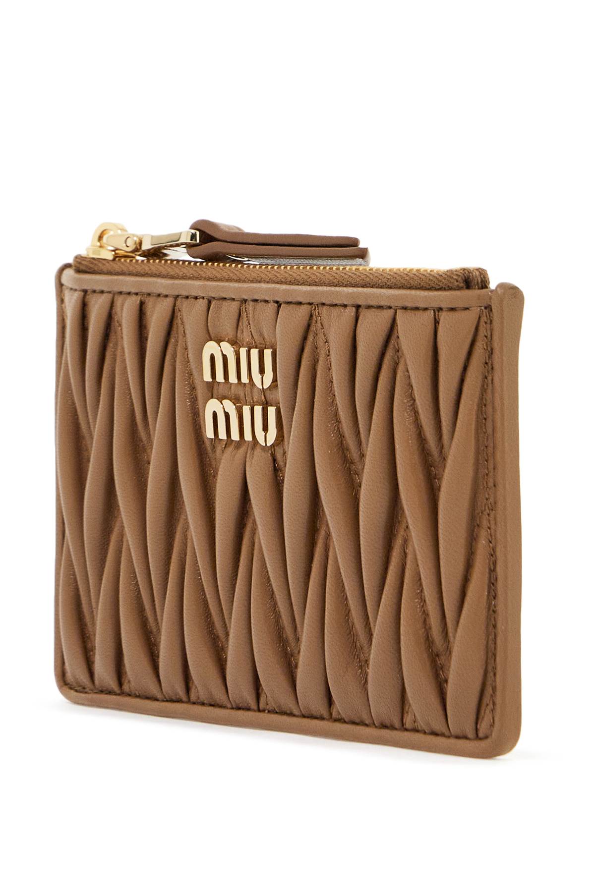 Shop Miu Miu Matelassé Nappa Leather Wallet In Brown