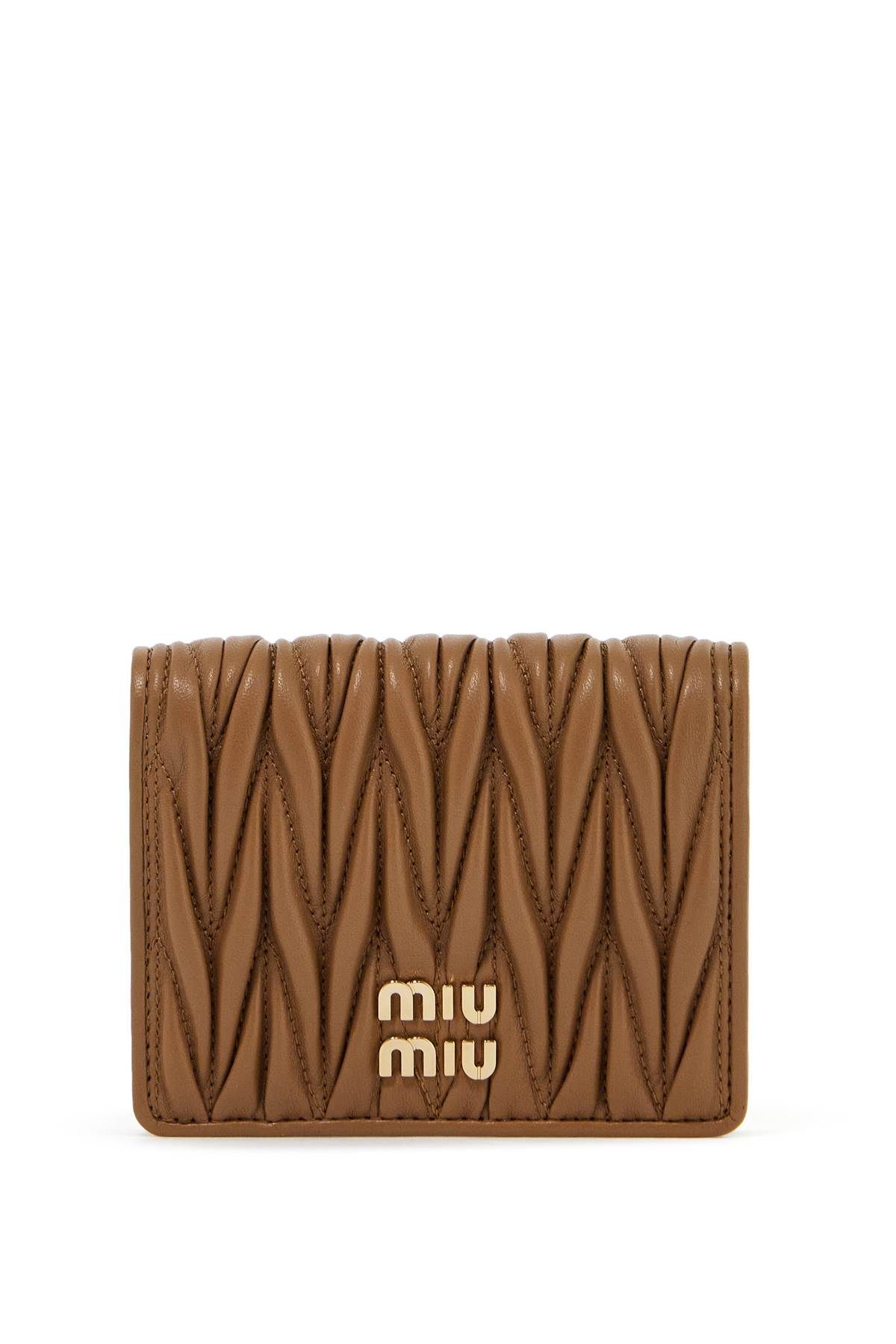 Shop Miu Miu Matelassé Nappa Leather Small Wallet In Brown