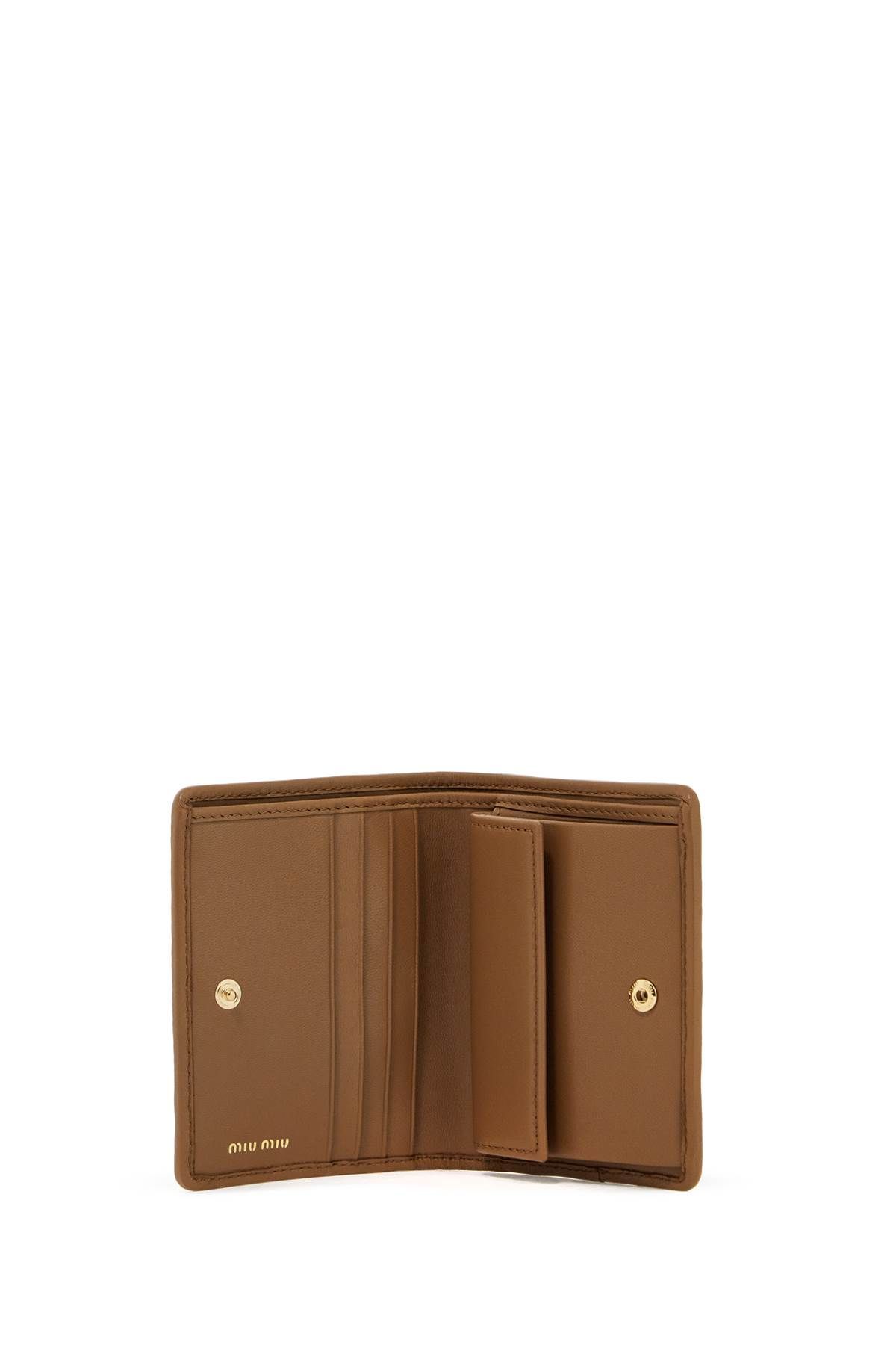 Shop Miu Miu Matelassé Nappa Leather Small Wallet In Brown