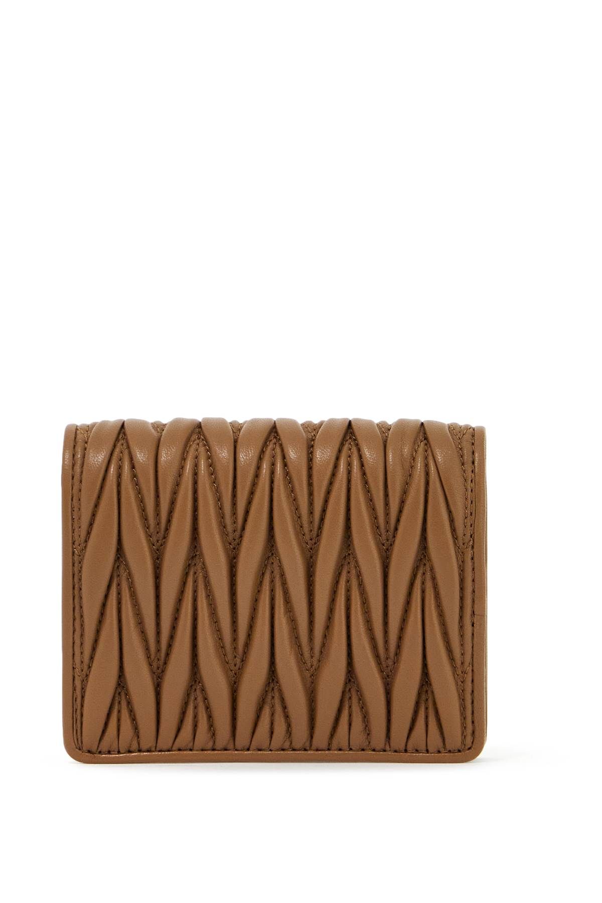 Shop Miu Miu Matelassé Nappa Leather Small Wallet In Brown