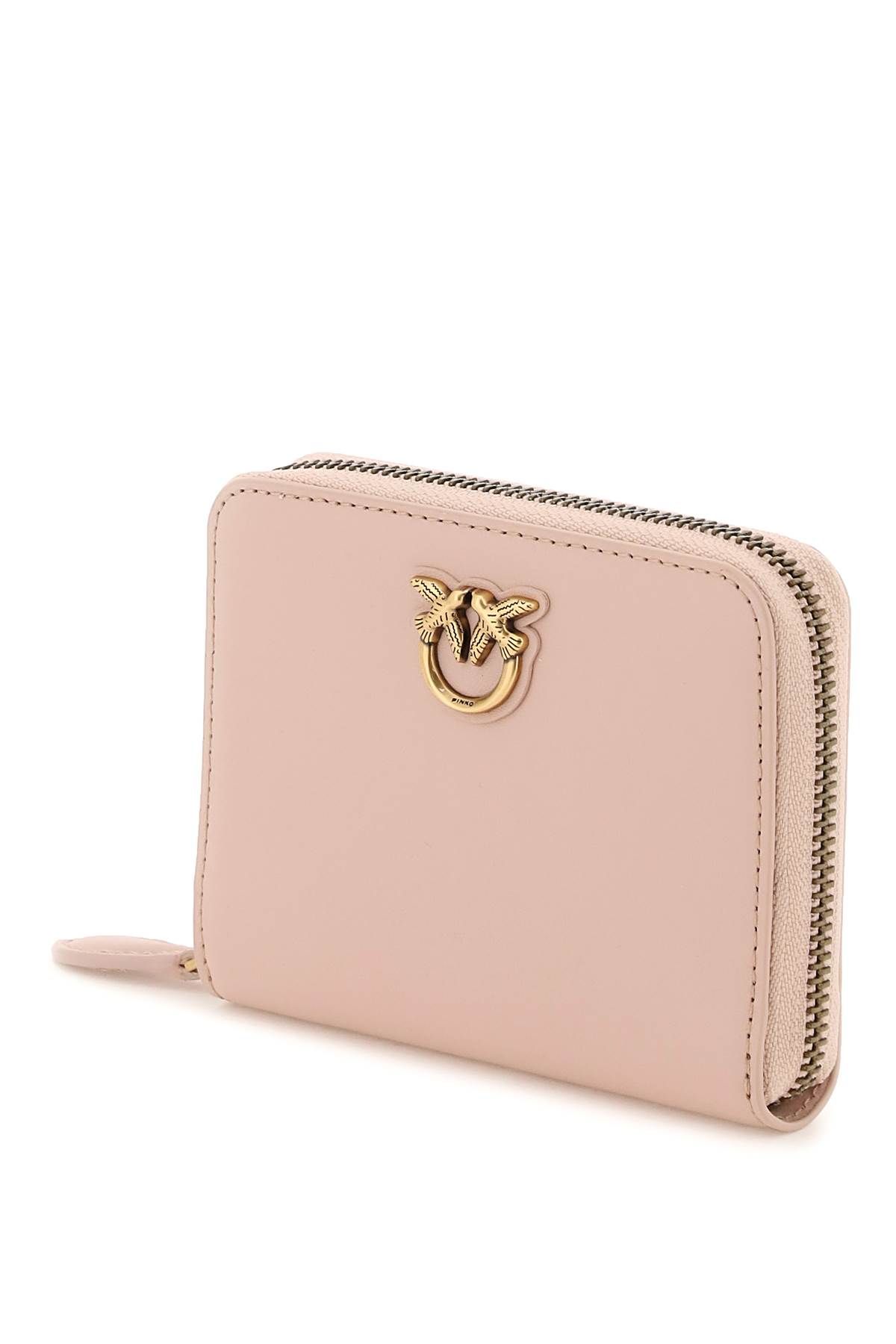 Shop Pinko Leather Zip-around Wallet In Pink