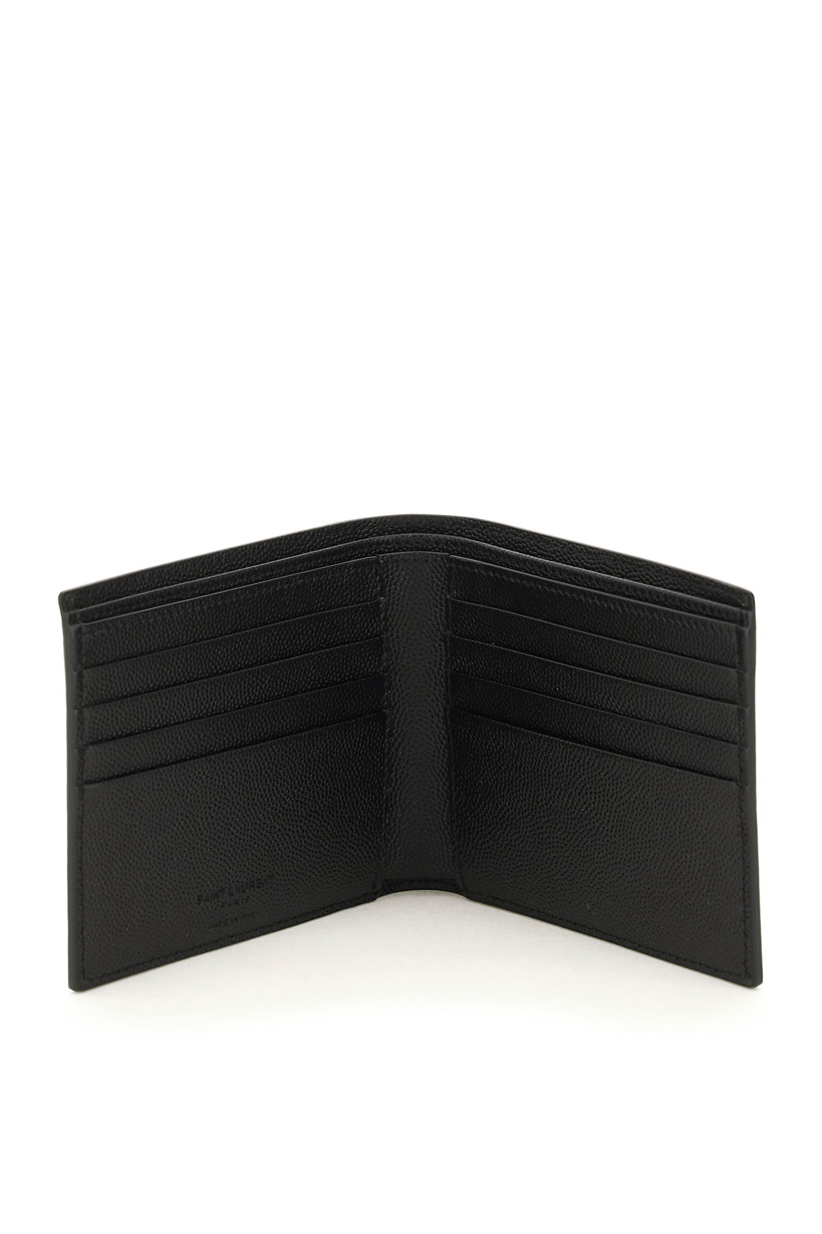 Shop Saint Laurent Leatherf Bifold Wallet In Black