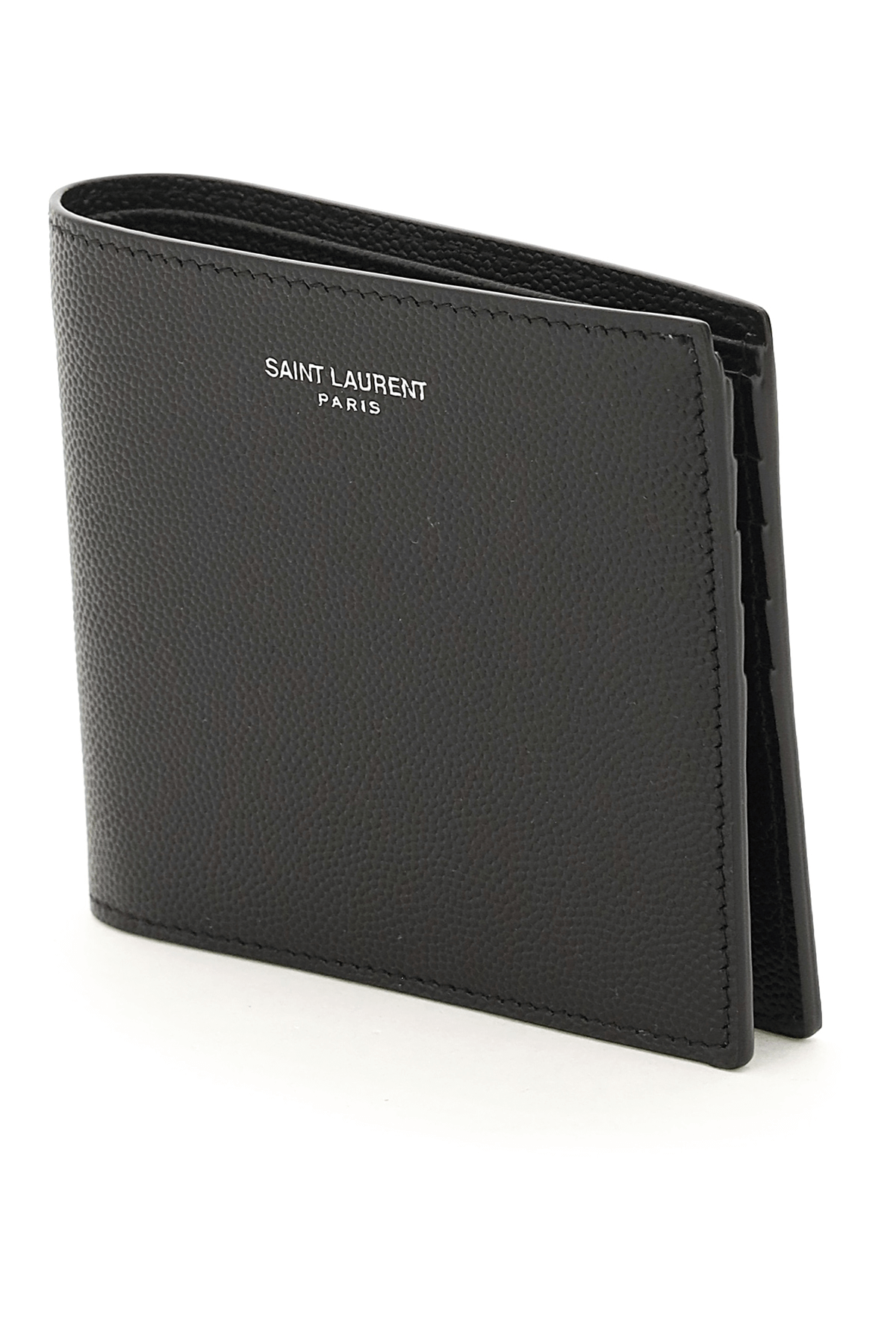 Shop Saint Laurent Leatherf Bifold Wallet In Black