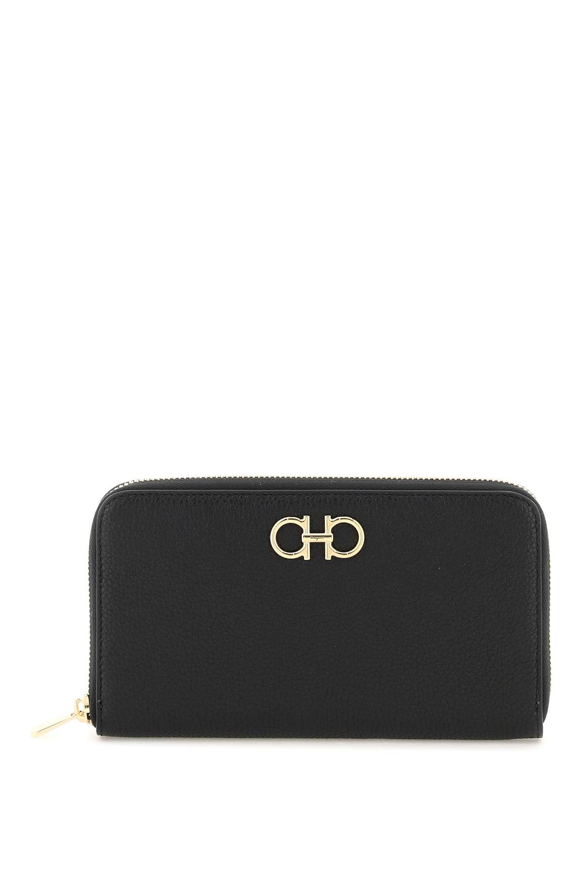 Shop Ferragamo Gancini Continental Wallet In Black