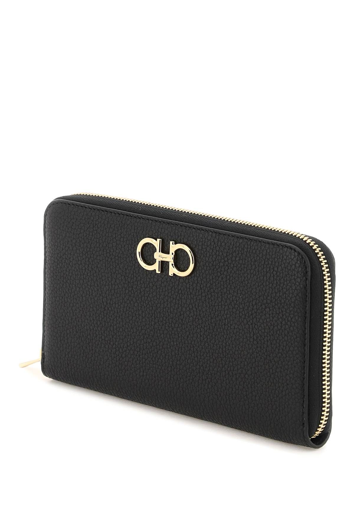 Shop Ferragamo Gancini Continental Wallet In Black