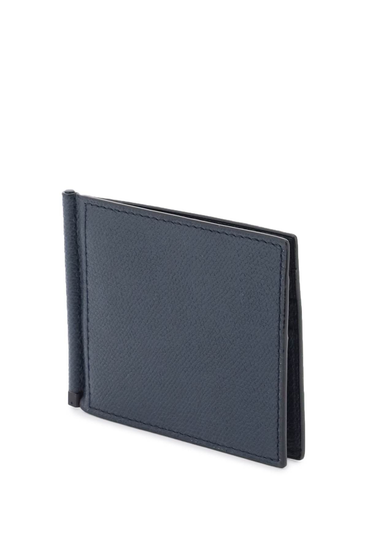 Shop Valextra Leather Bifold Money Clip Wallet In Blue