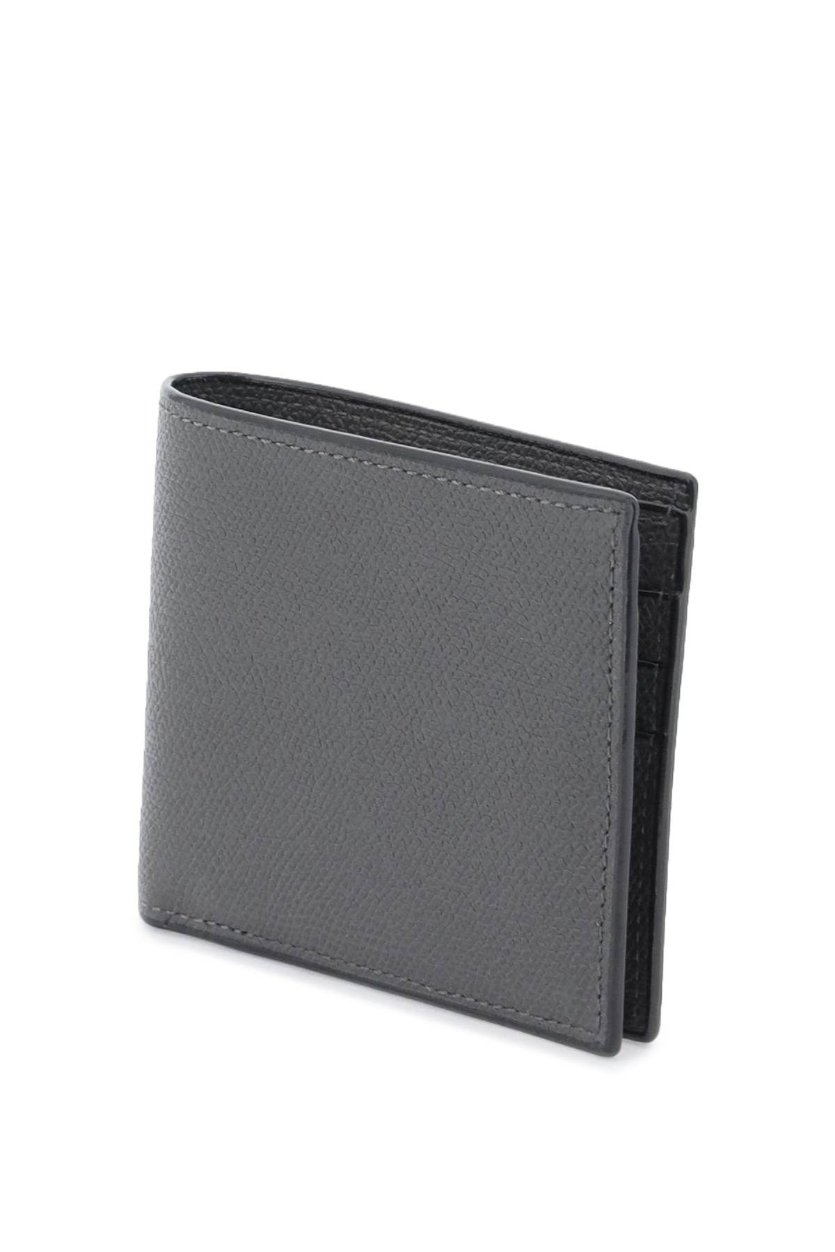 Shop Valextra Leather Bifold Wallet In Grey