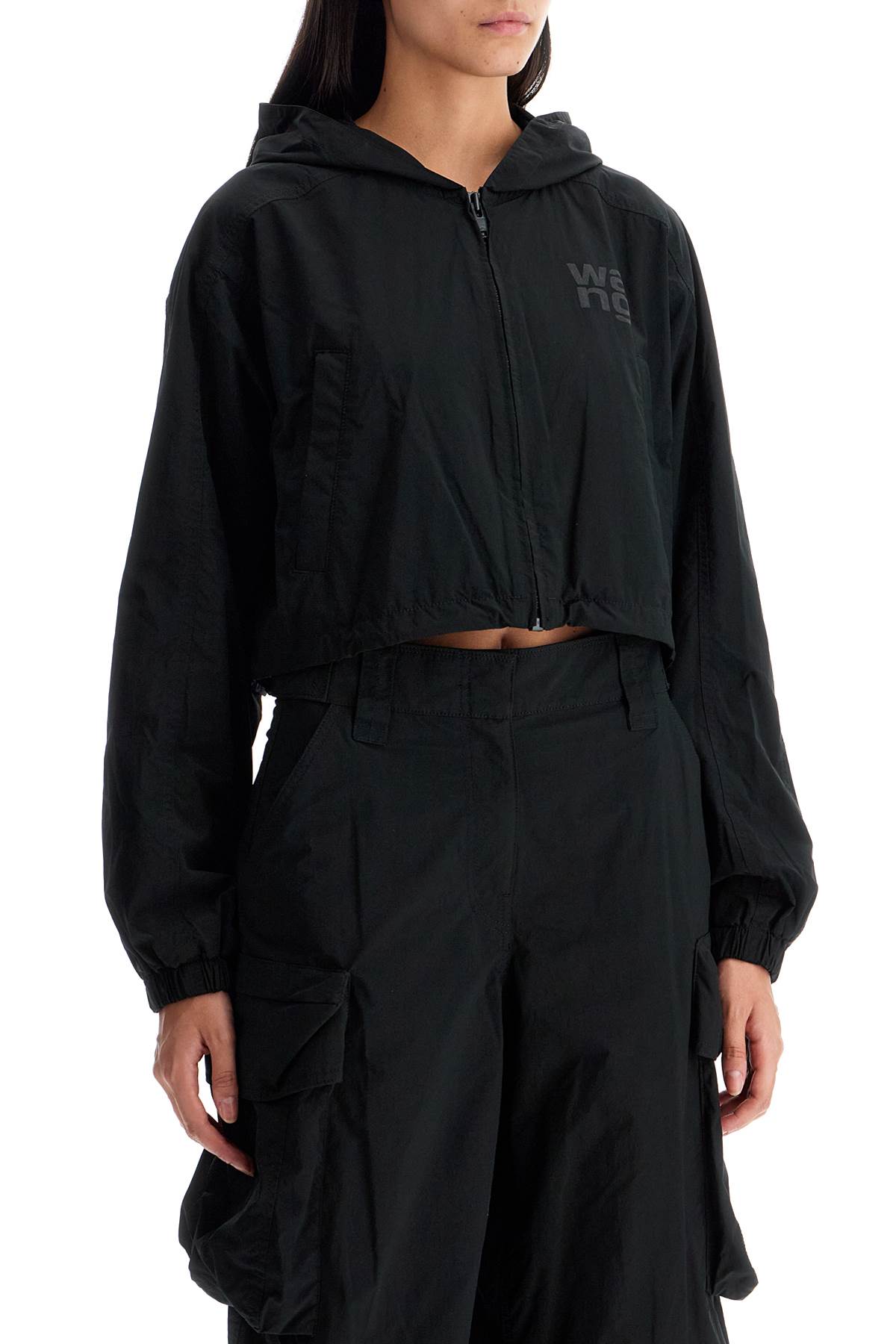 Shop Alexander Wang Cropped Hooded Jacket With In Black