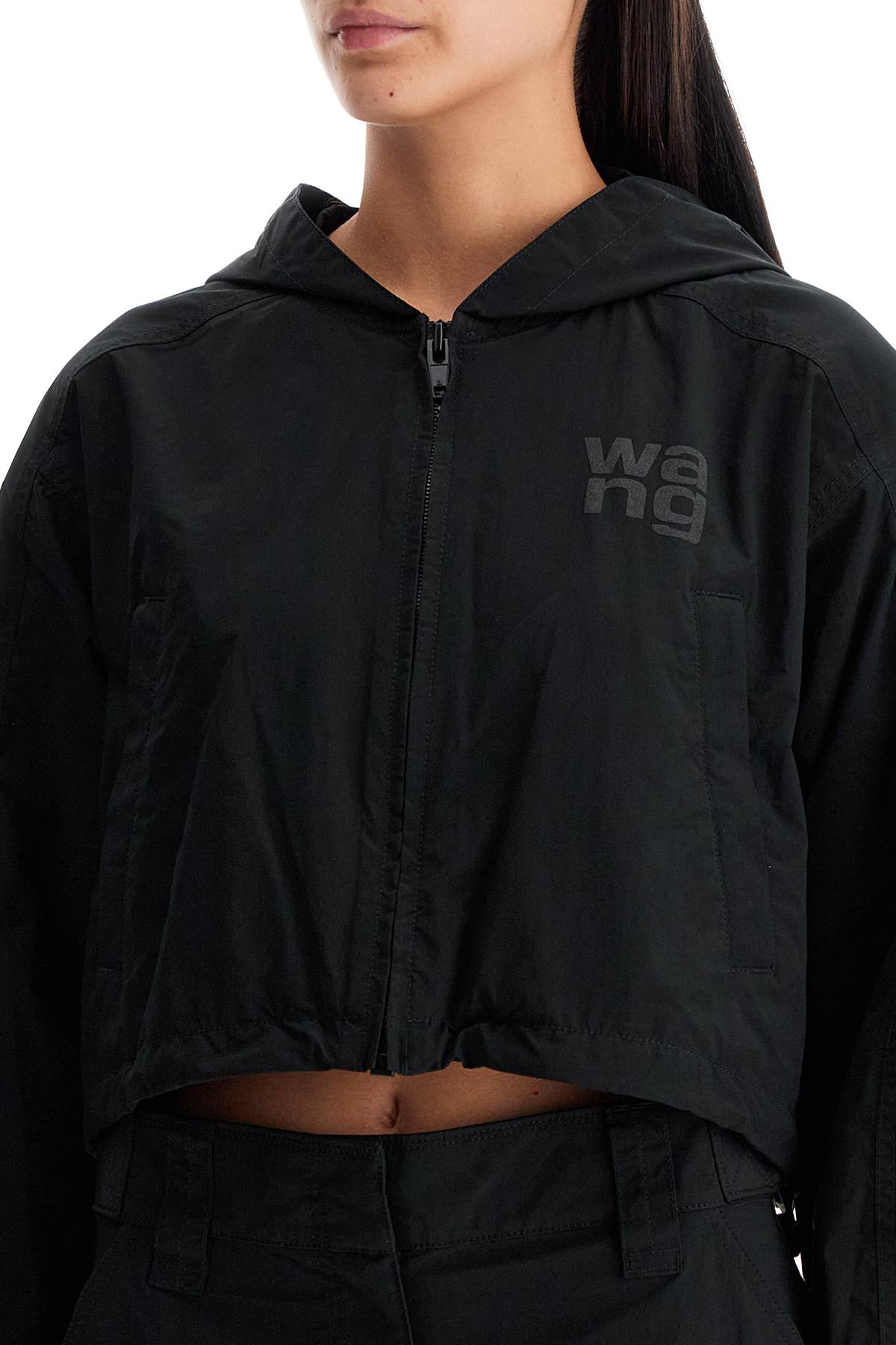 Shop Alexander Wang Cropped Hooded Jacket With In Black