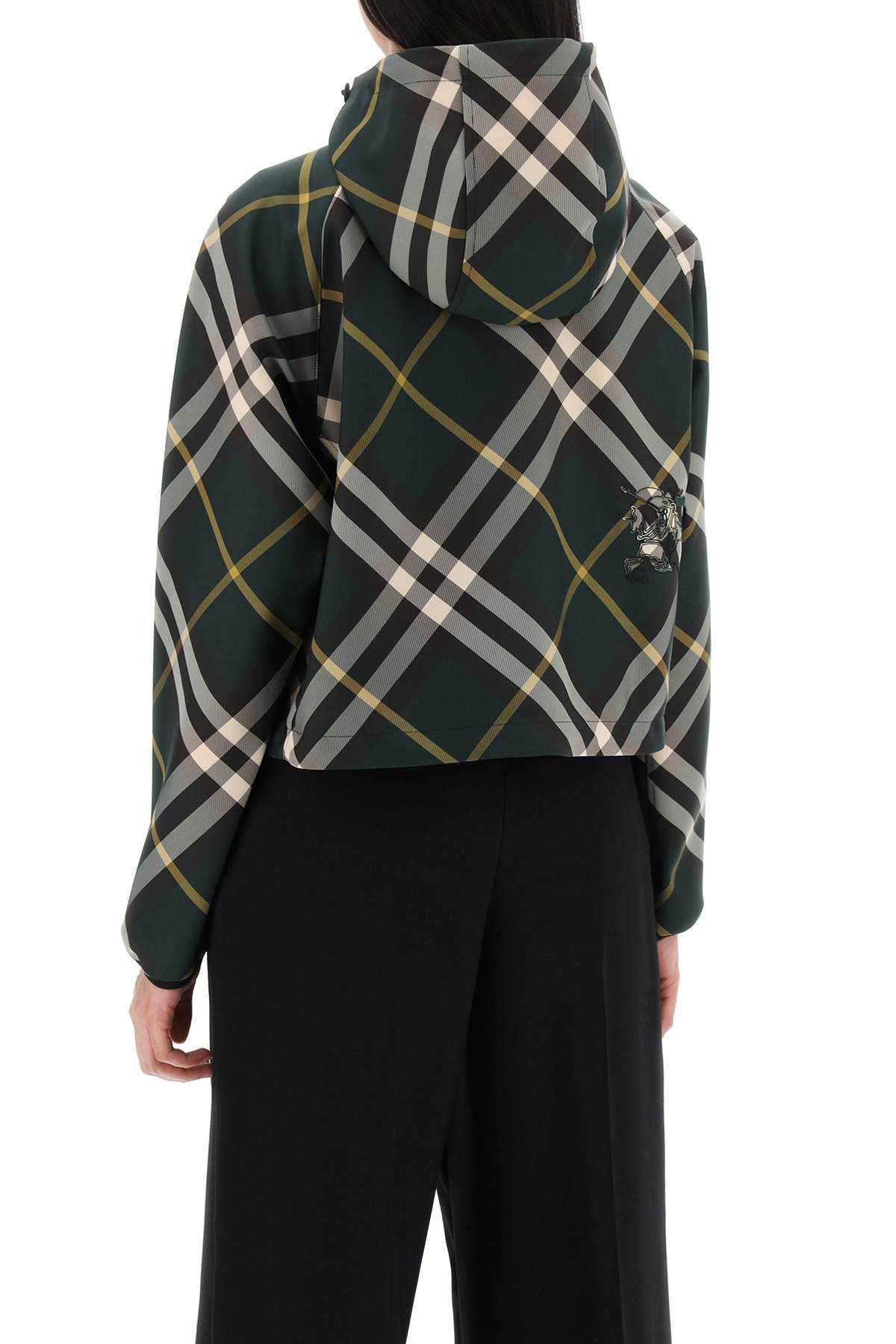 Shop Burberry Lightweight Check Cropped Jacket In Green