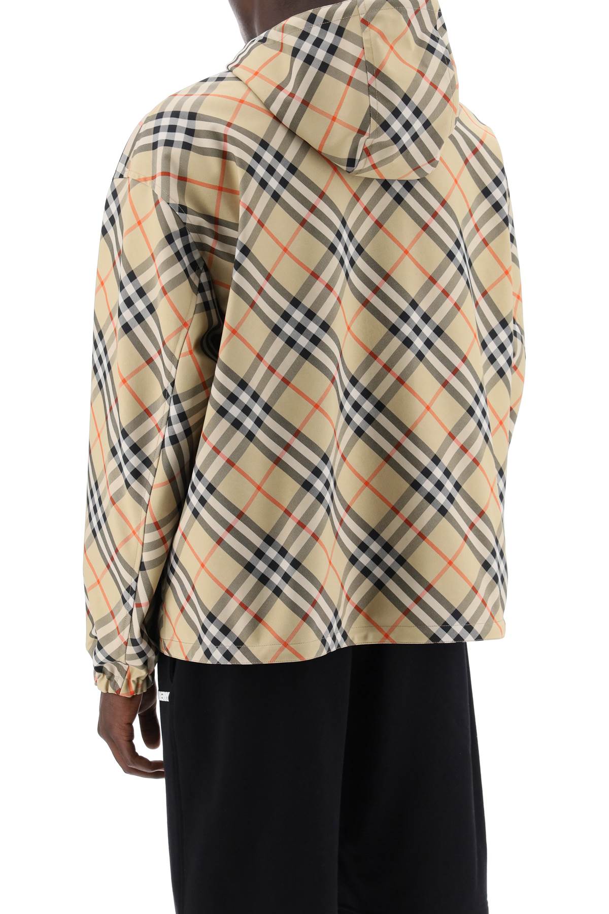 Shop Burberry Reversible Check Hooded Jacket With In Beige