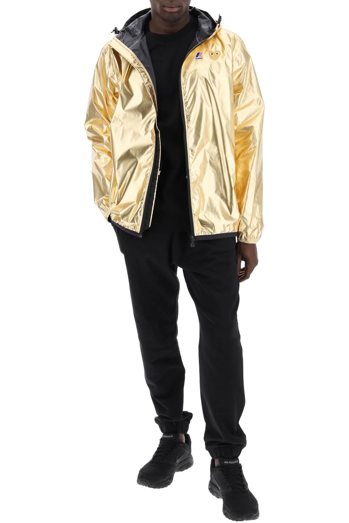 Shop Comme Des Garçons Play X K-way Laminated Ripstop Jacket In Gold