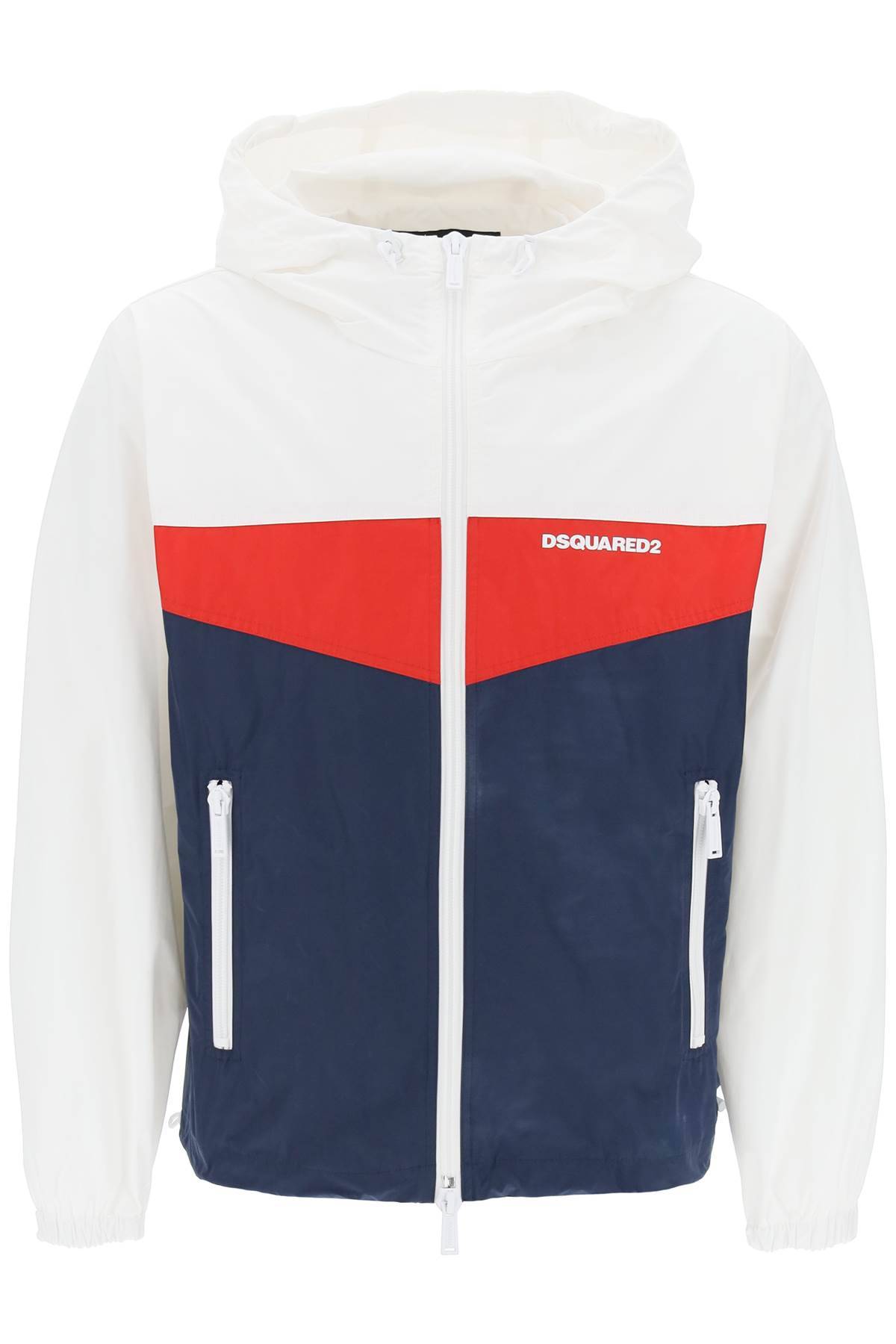 Shop Dsquared2 Color Block Windbreaker Jacket In White,blue,red