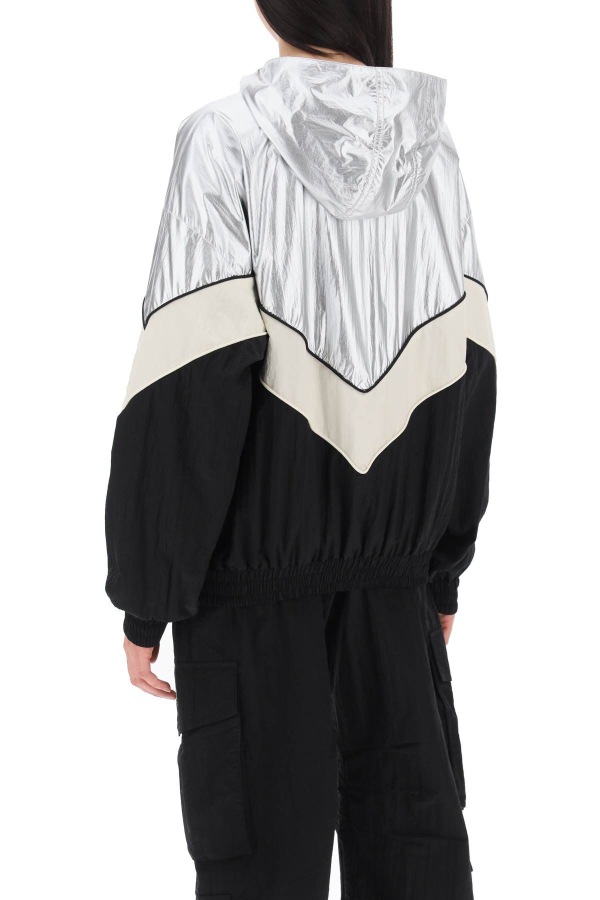 Shop Golden Goose Letizia Patchwork Jacket In Silver,black,neutro