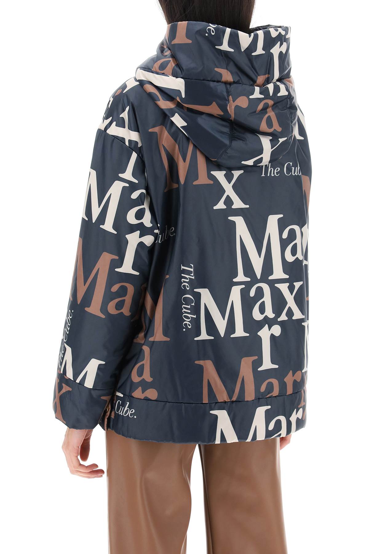 Shop Max Mara The Cube Maxi Reversible Windbreaker Jacket In Blue