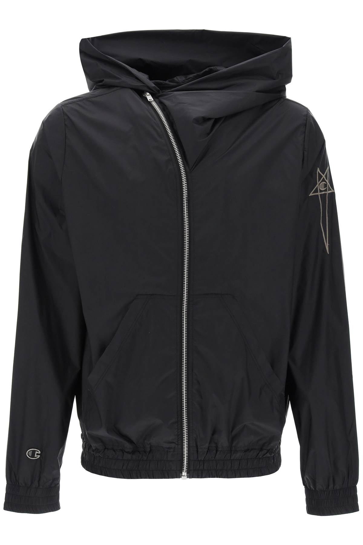 Rick Owens X Champion Mountain Hoodie Windbreaker Jacket In Nylon In Black