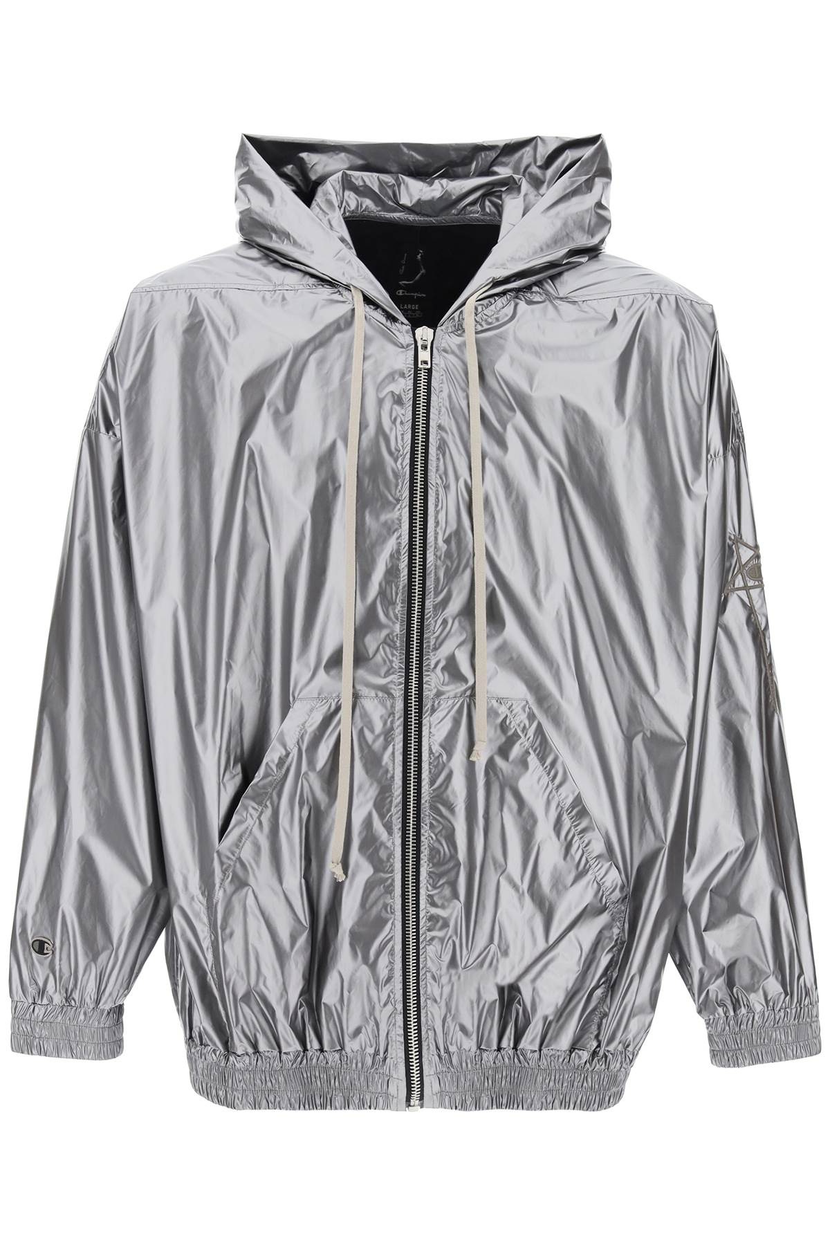 Shop Rick Owens Metallic Jumbo Jacket By Jason  And In Silver