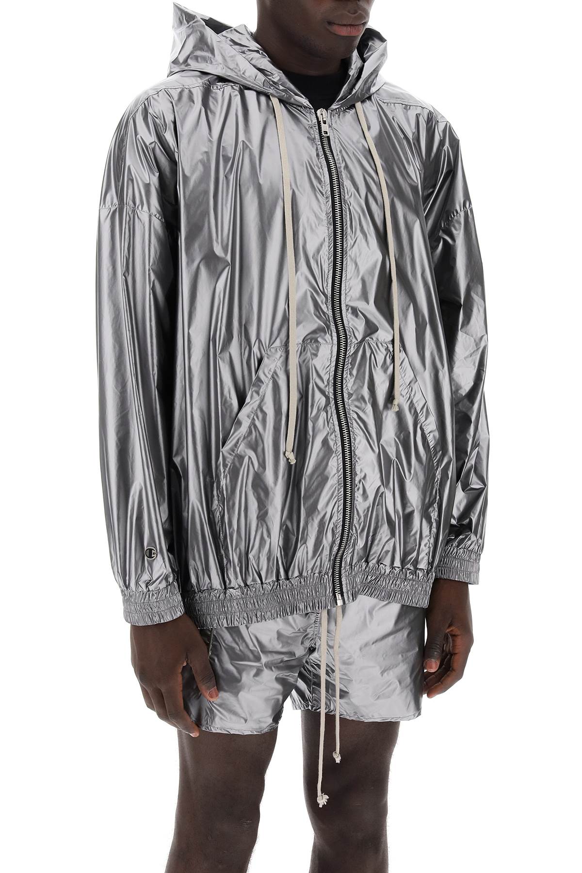 Shop Rick Owens Metallic Jumbo Jacket By Jason  And In Silver