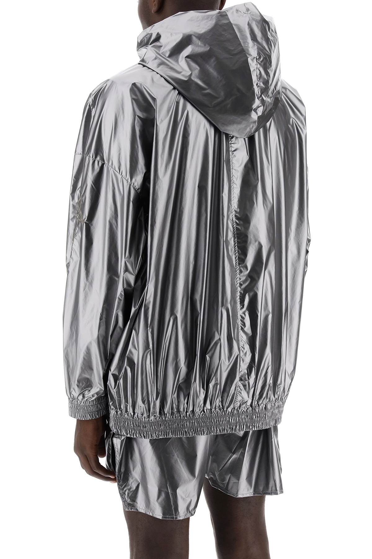 Shop Rick Owens "jumbo Jason Windbreaker With Metallic Nylon Hood By  X Champion" In Silver